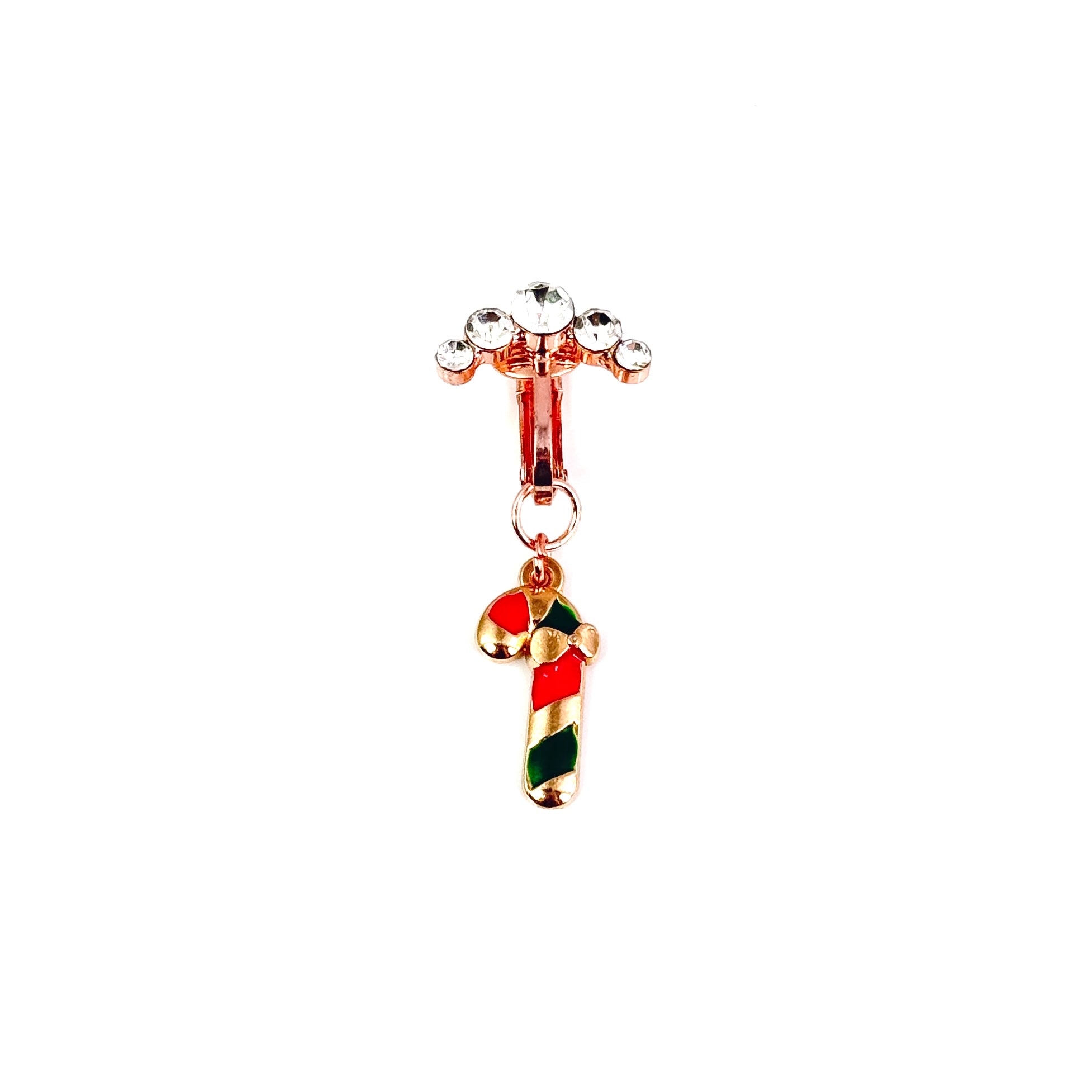 Christmas Candy Cane Faux Belly Button Ring