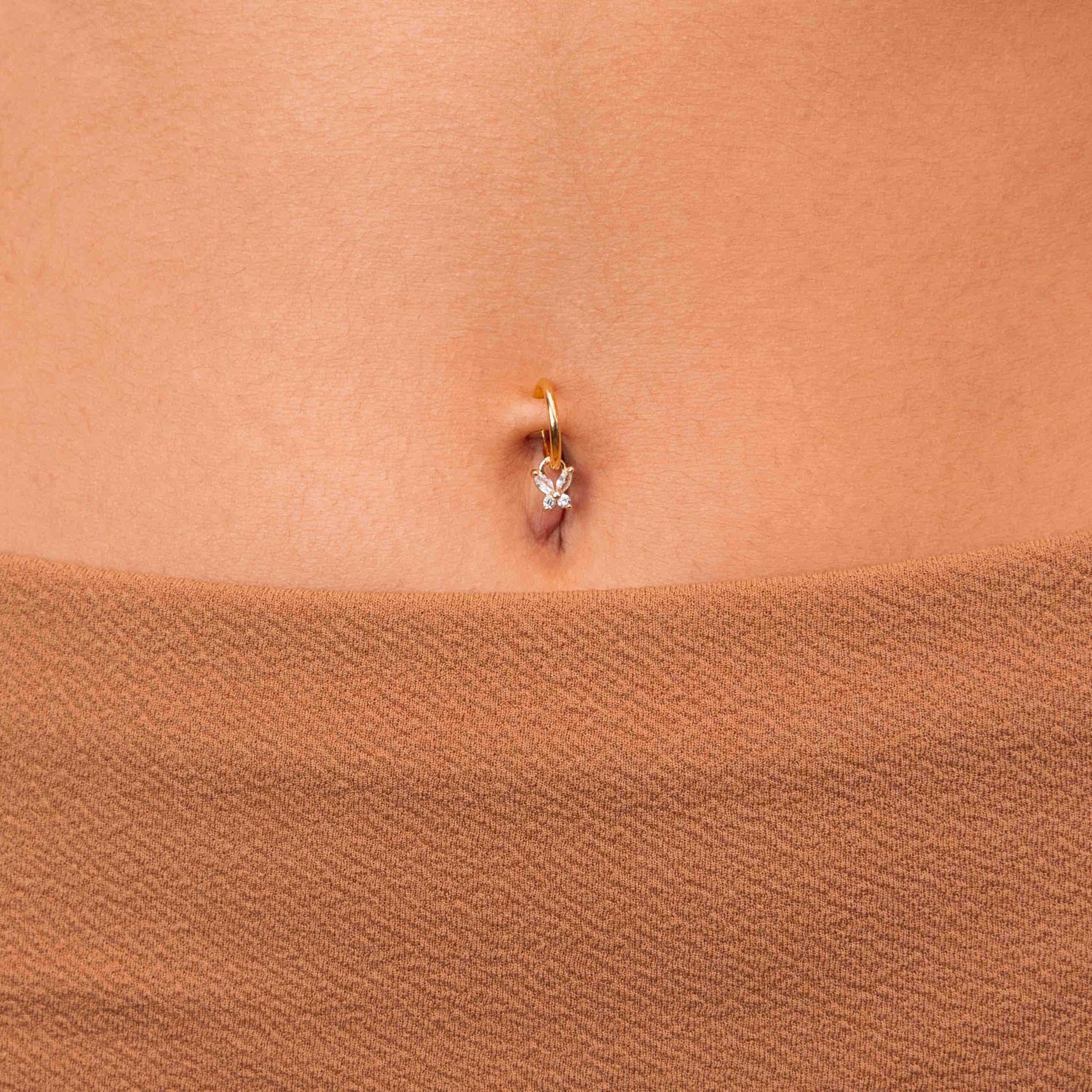 Gold- and silver-plated fake navel rings
