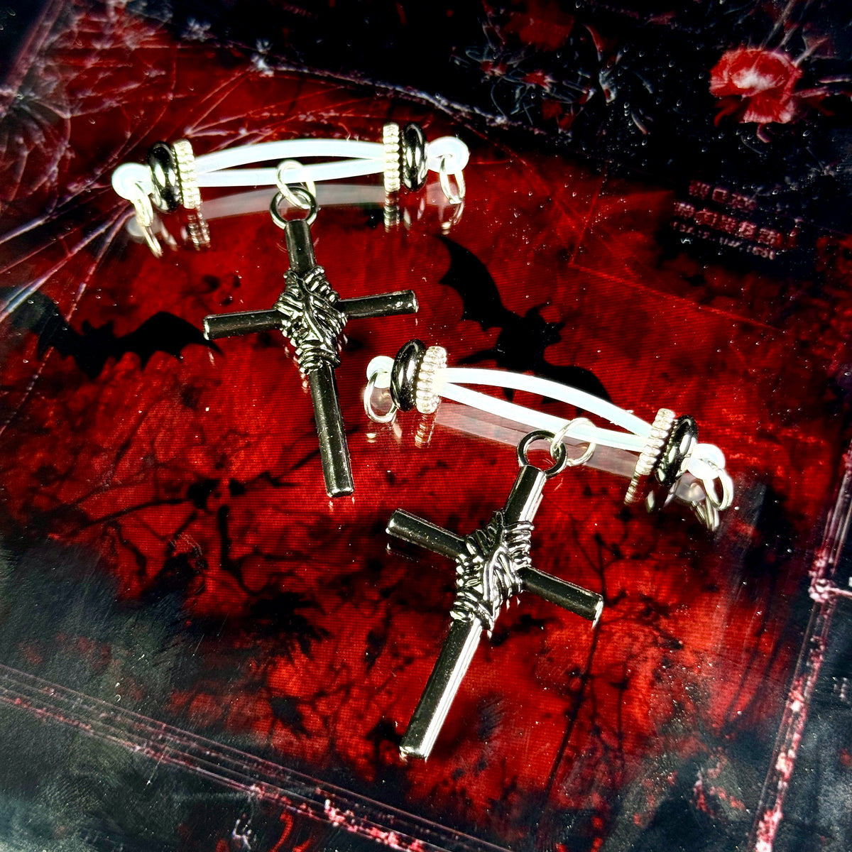 Witchcraft Cross Charm Clip On Nipple Ring