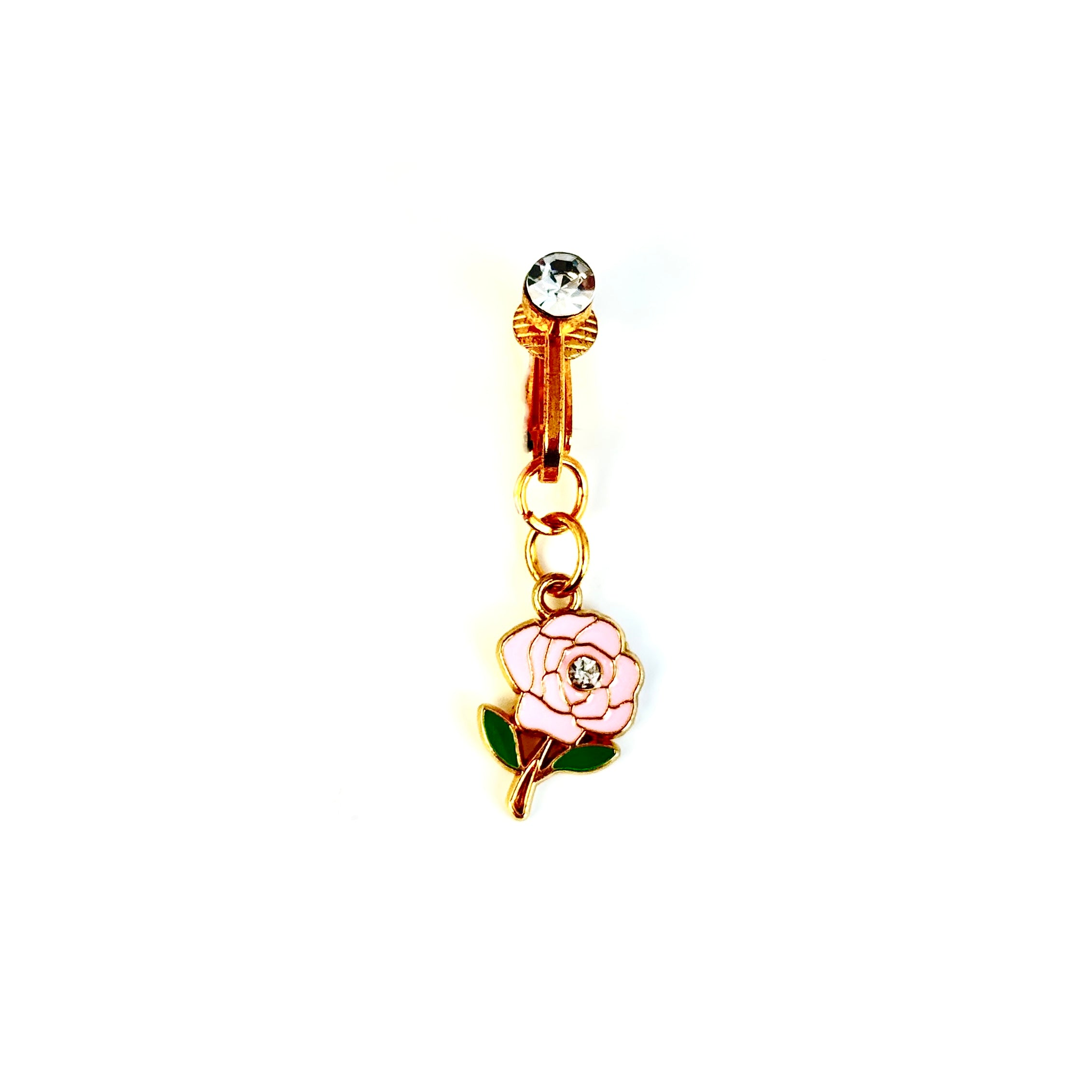 White Rose Charm Faux Navel Ring