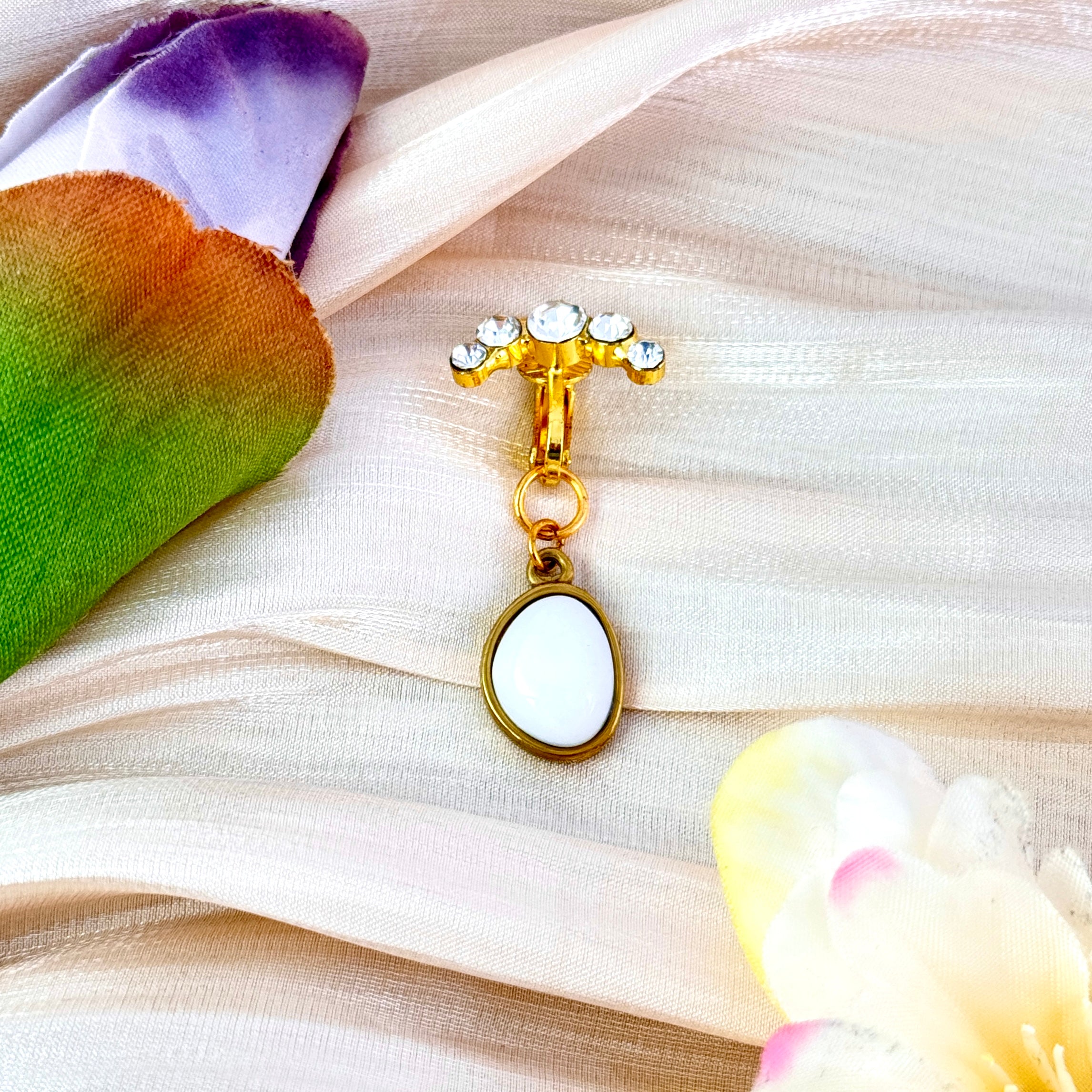 Pearl Drop Faux Belly Button Ring