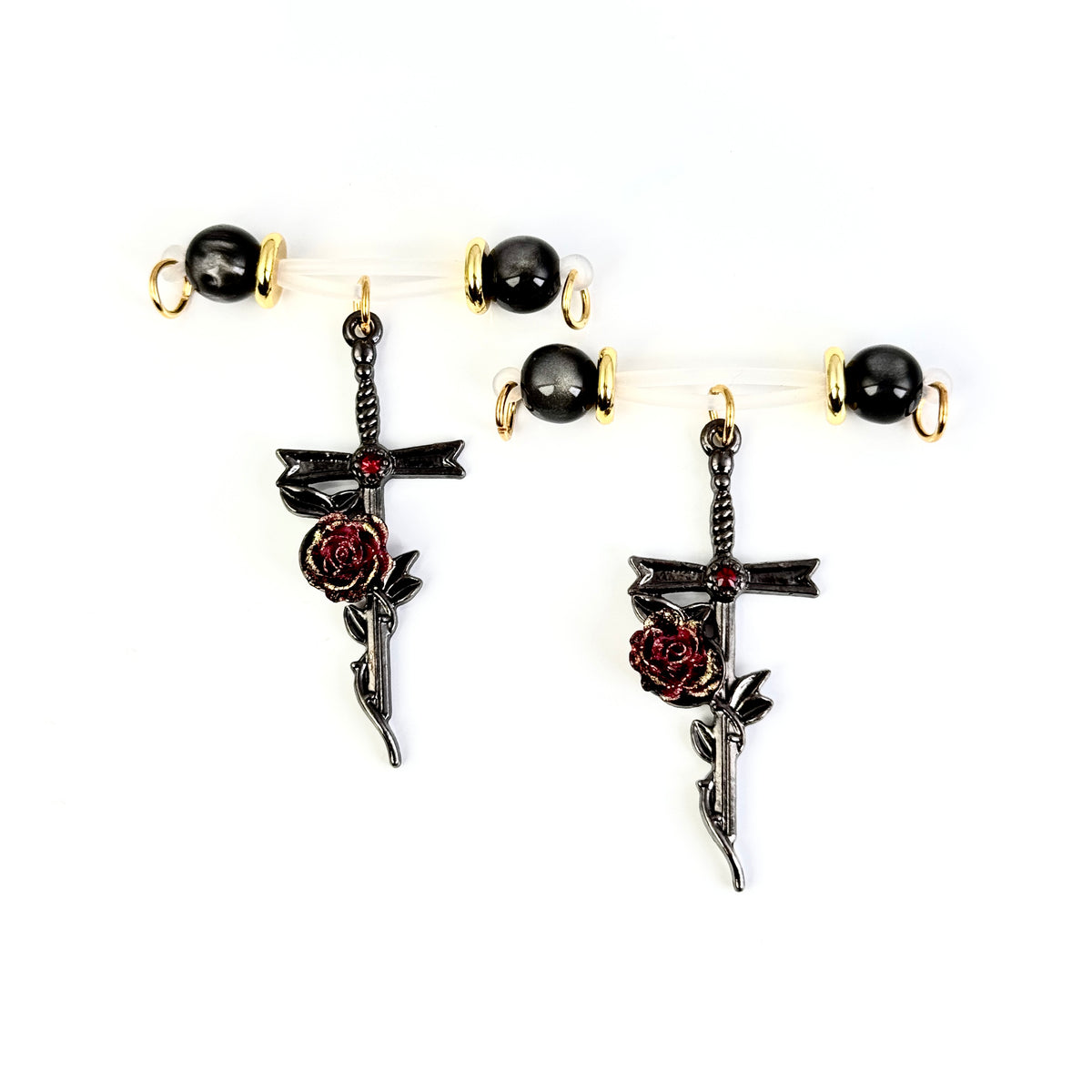 Black Rose Cross Nipple Clamps