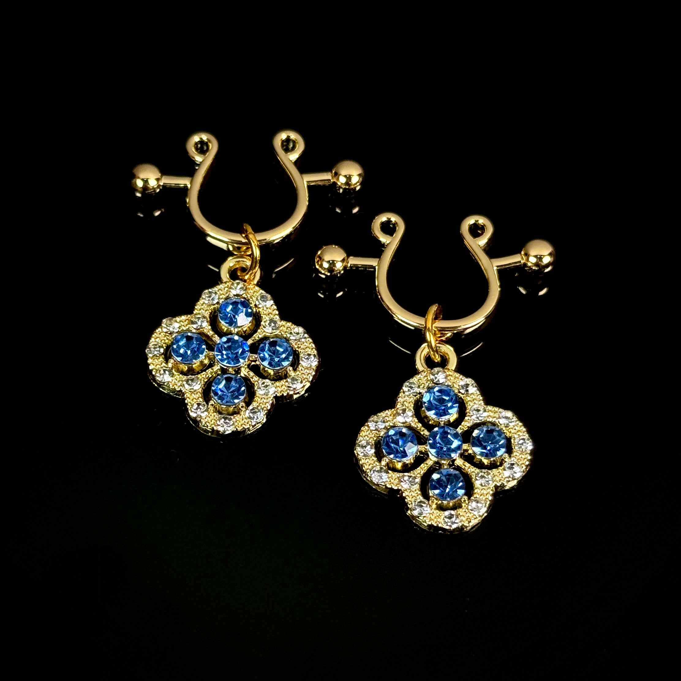 Sapphire Clover Nipple Clamps