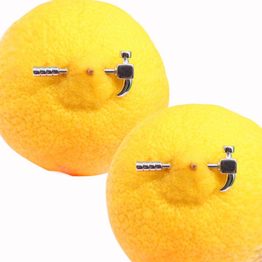Unique Hammer-Shaped Nipple Piercing Barbells – Industrial Tool Design (1 Pair)