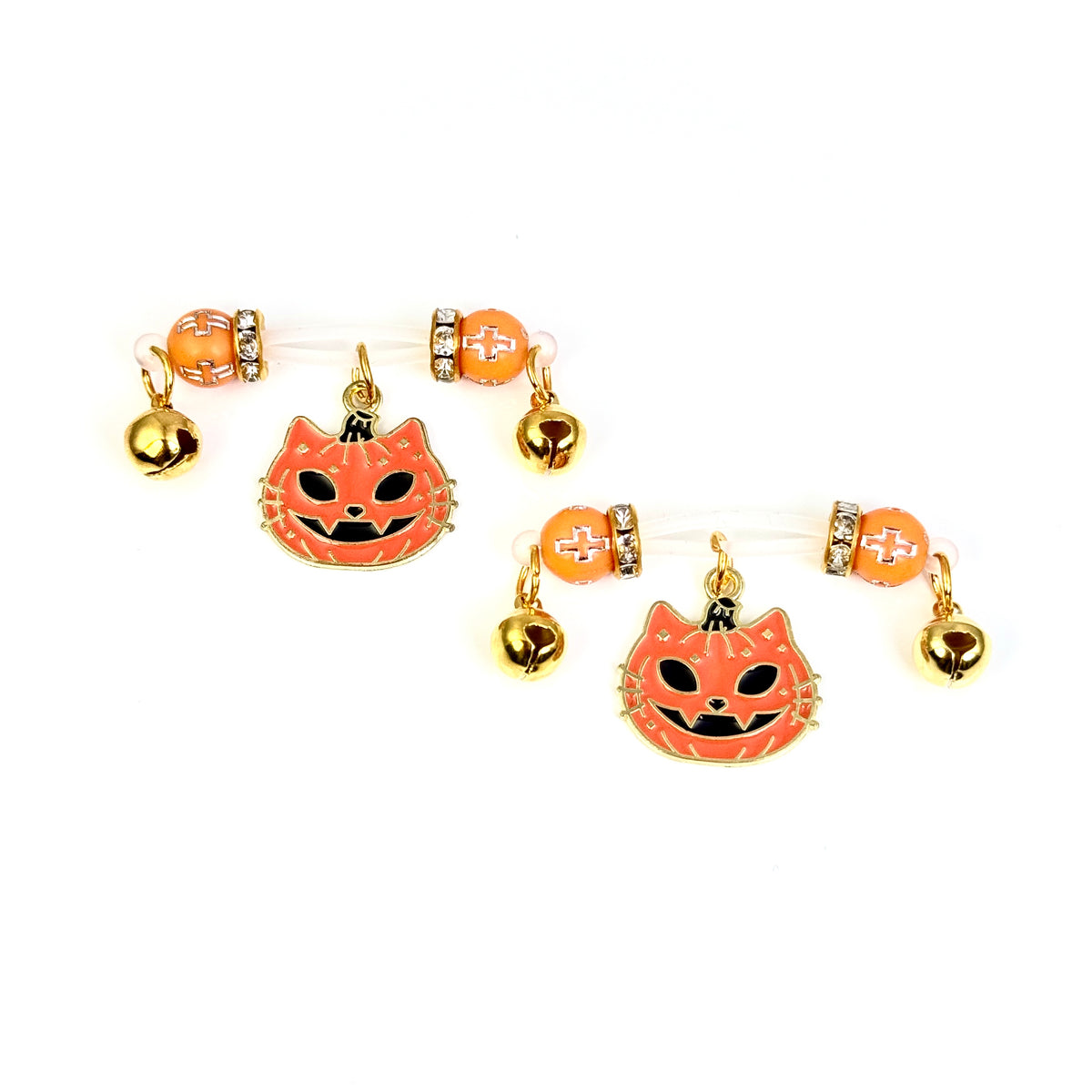 Spooky Cat Pumpkin Charm Nipple Jewelry