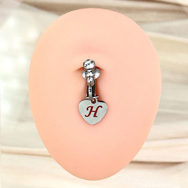 Customizable Initial Heart Faux Navel Ring