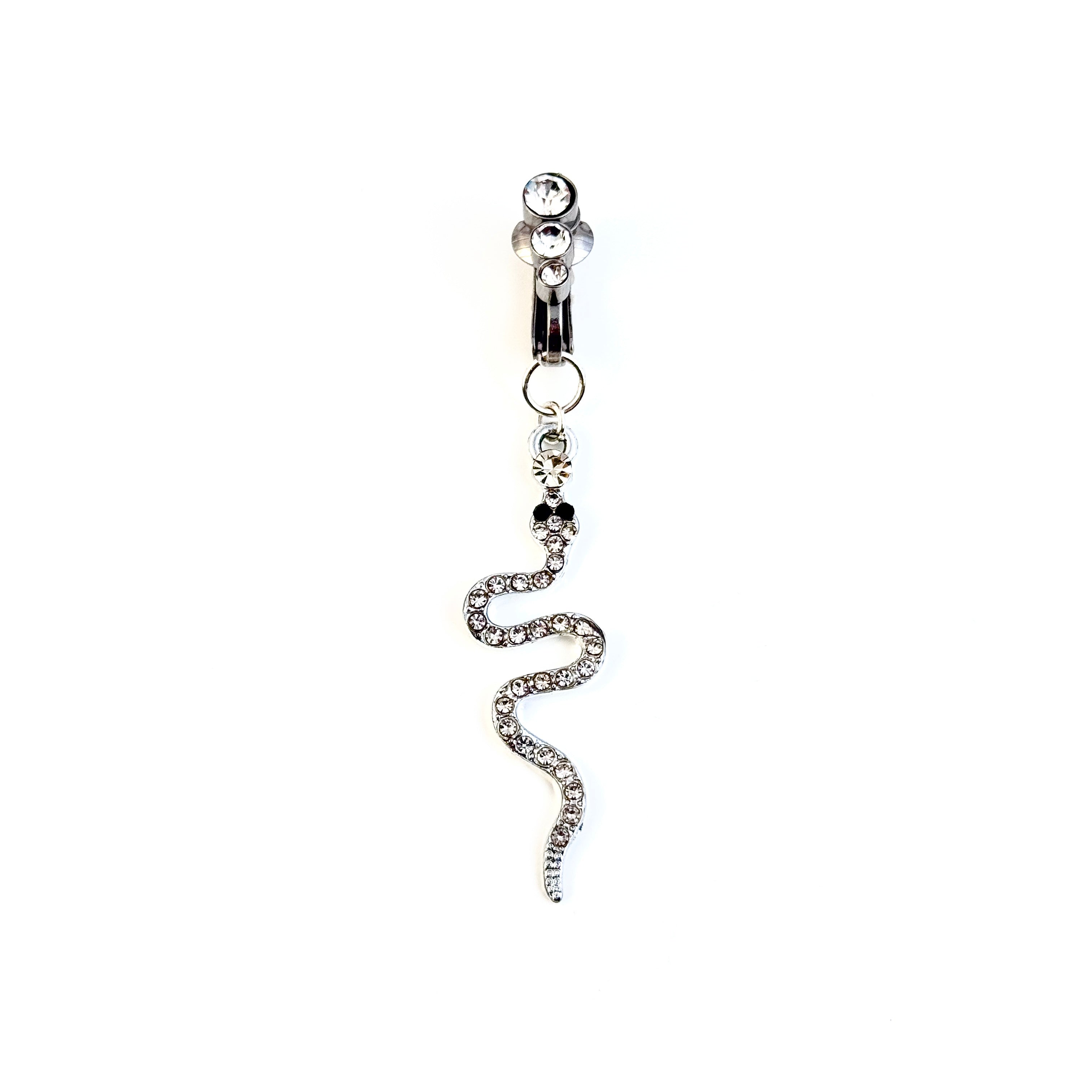 Diamond-studded snake-style non-piercing navel clip