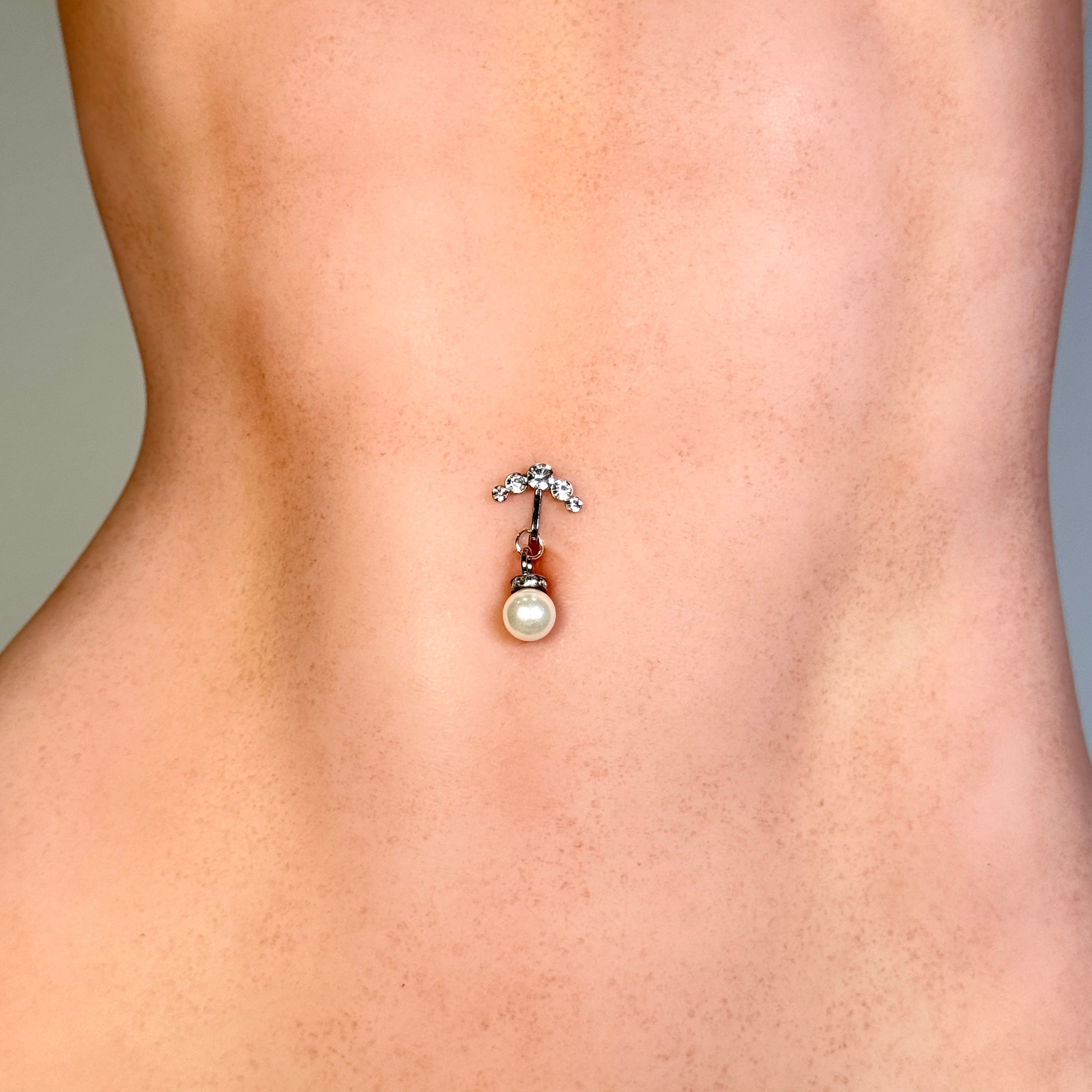 Deep-sea pearl non-piercing navel