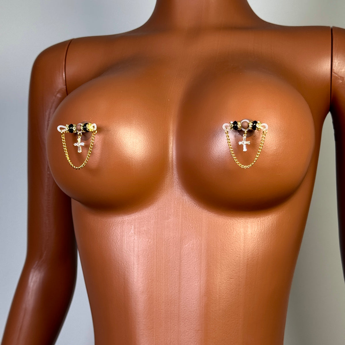 Golden Cross Chain Nipple Clamp