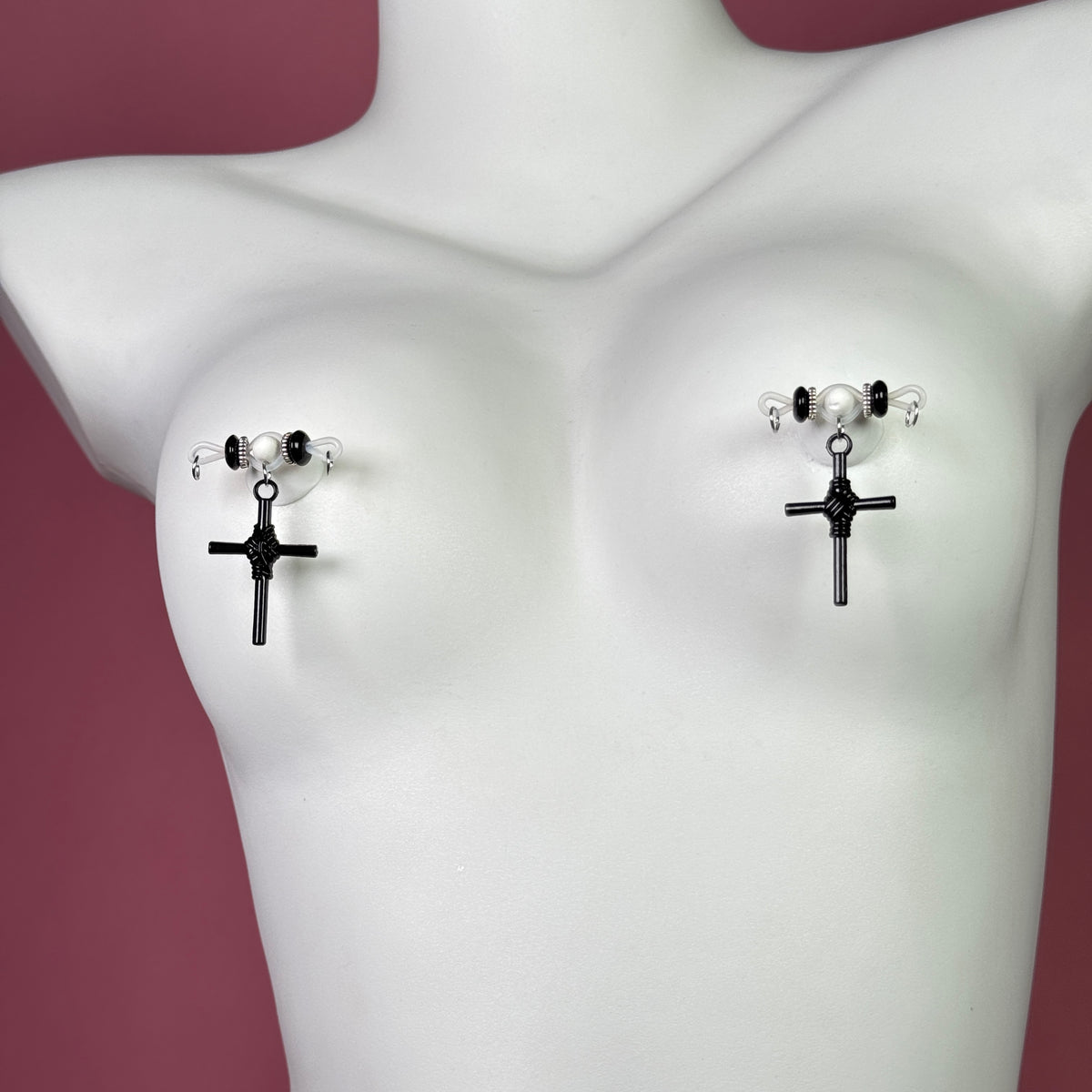 Witchcraft Cross Charm Clip On Nipple Ring