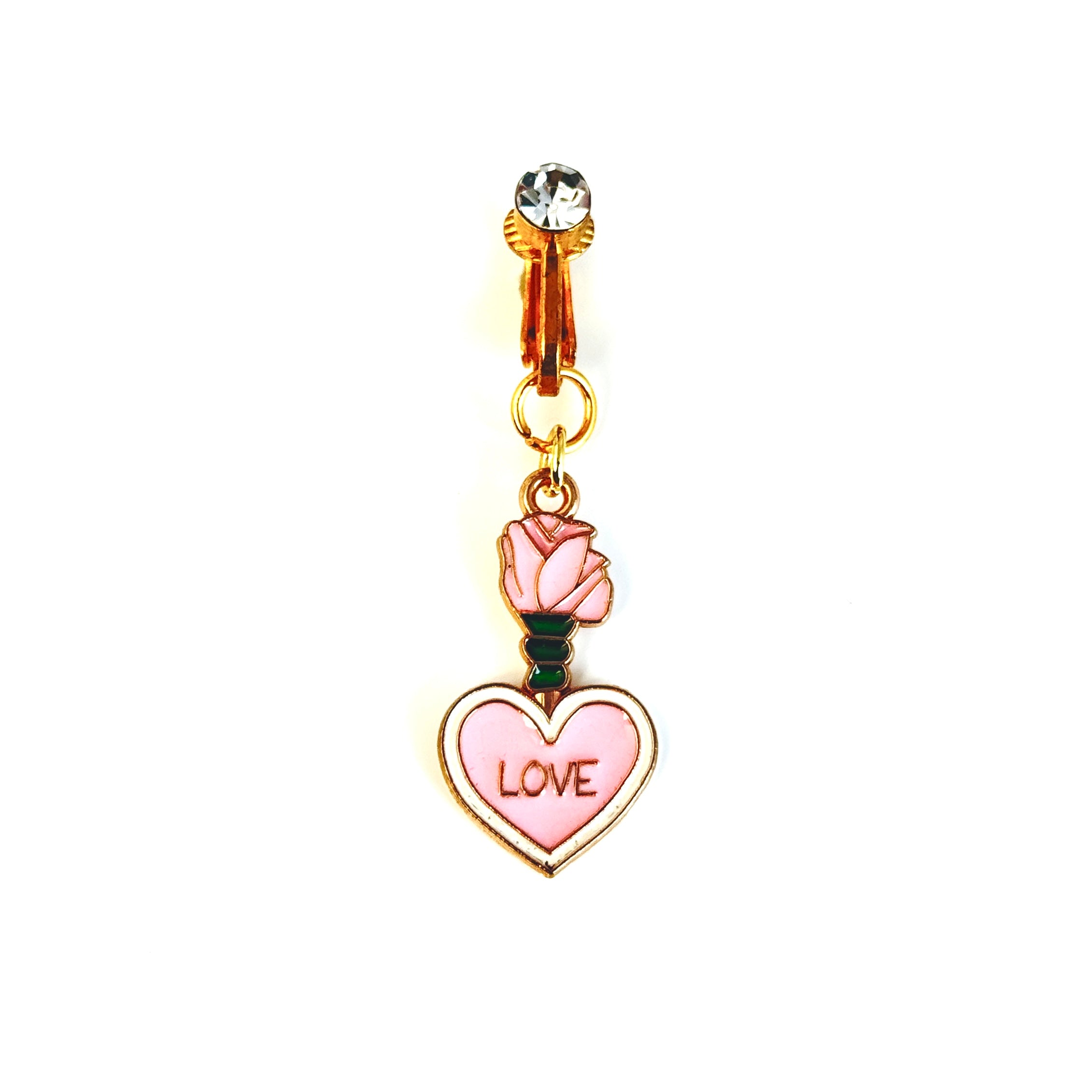 Rose Love Charm Faux Navel Ring