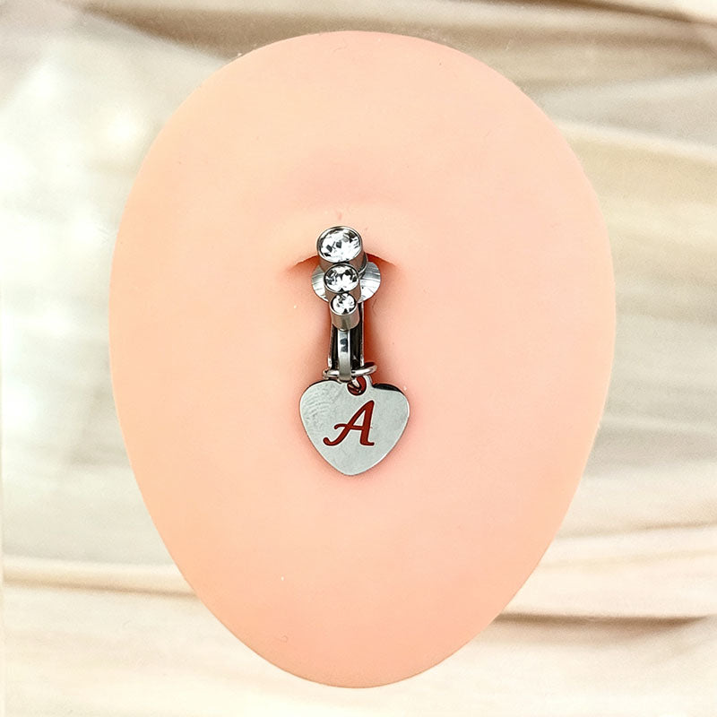 Customizable Initial Heart Faux Navel Ring