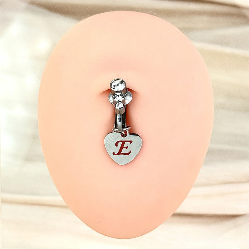 Customizable Initial Heart Faux Navel Ring