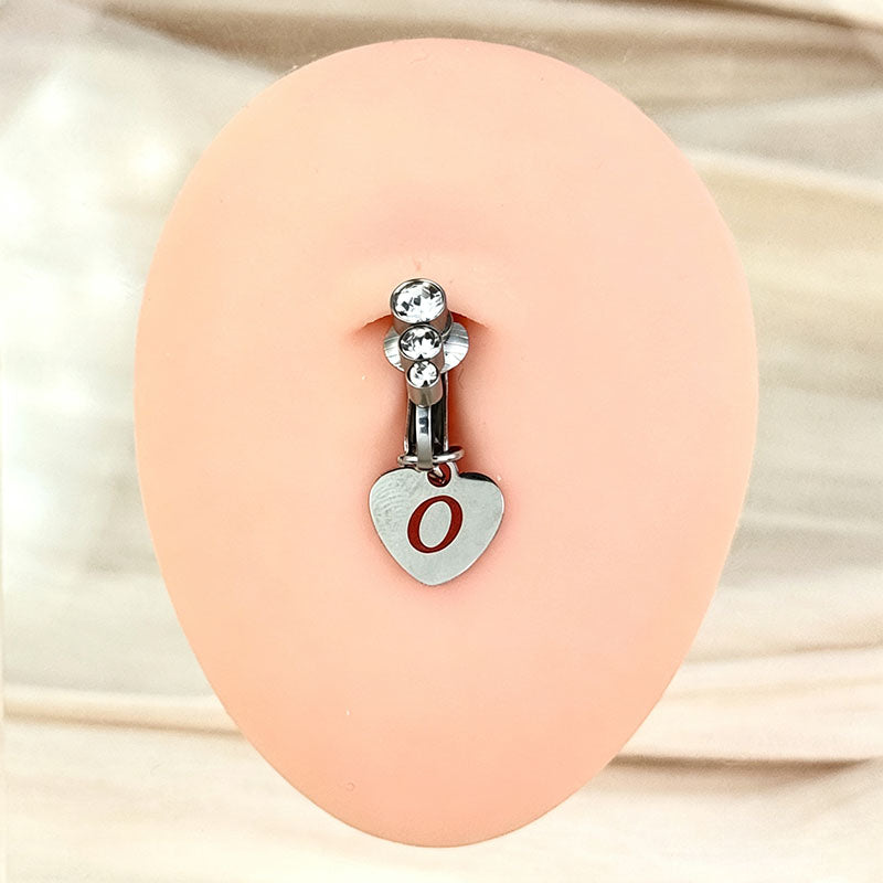 Customizable Initial Heart Faux Navel Ring