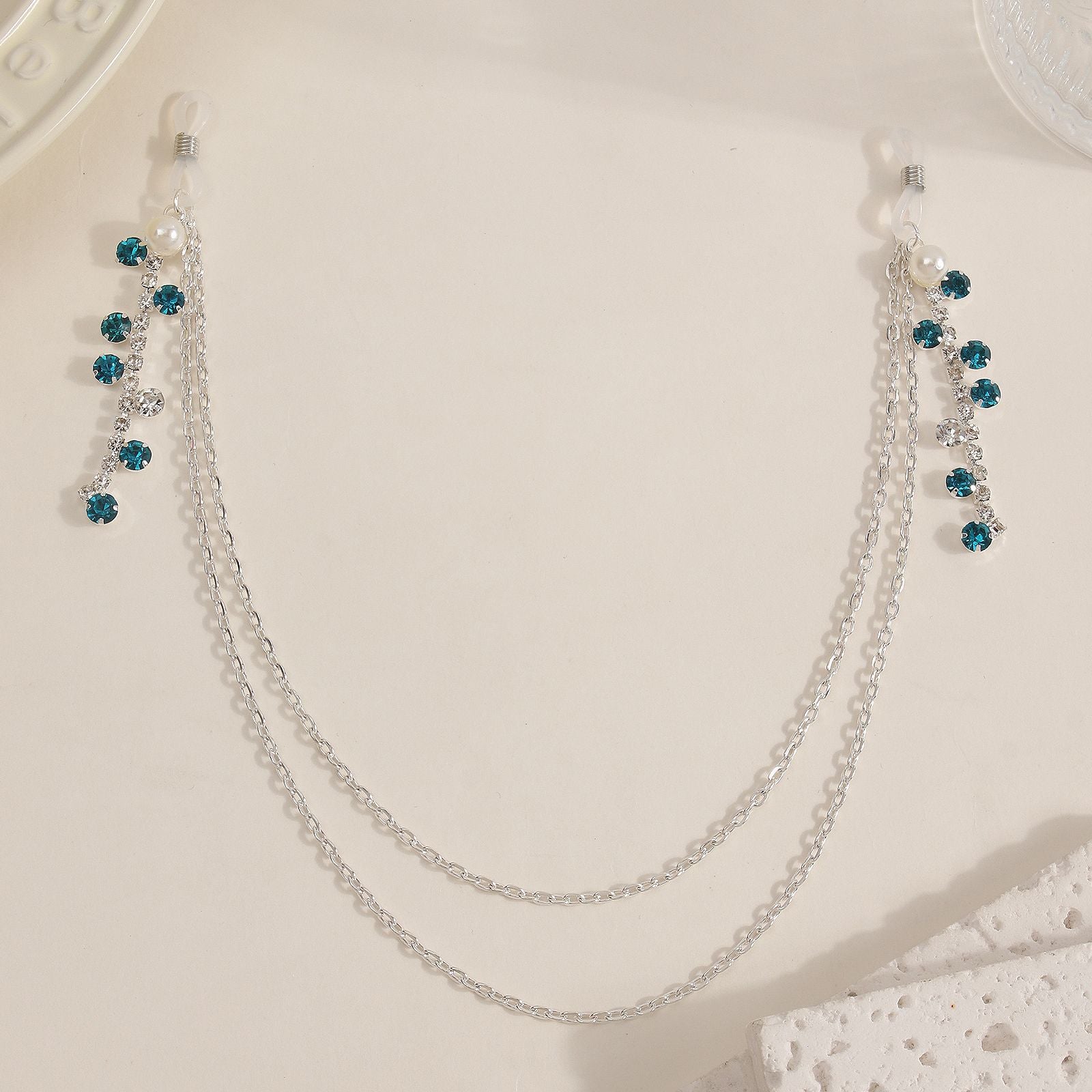 Teal Crystal Tiered Torso Chain