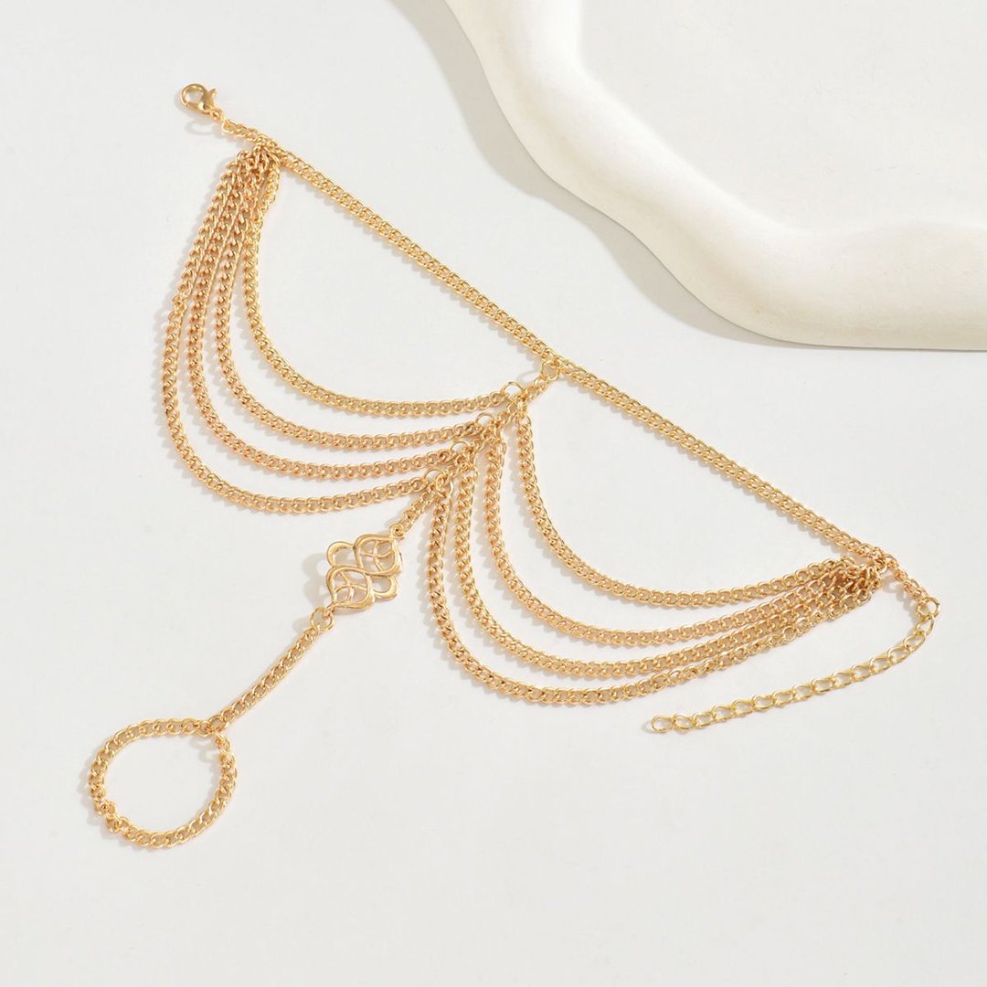 Gold multi-layer adjustable anklet
