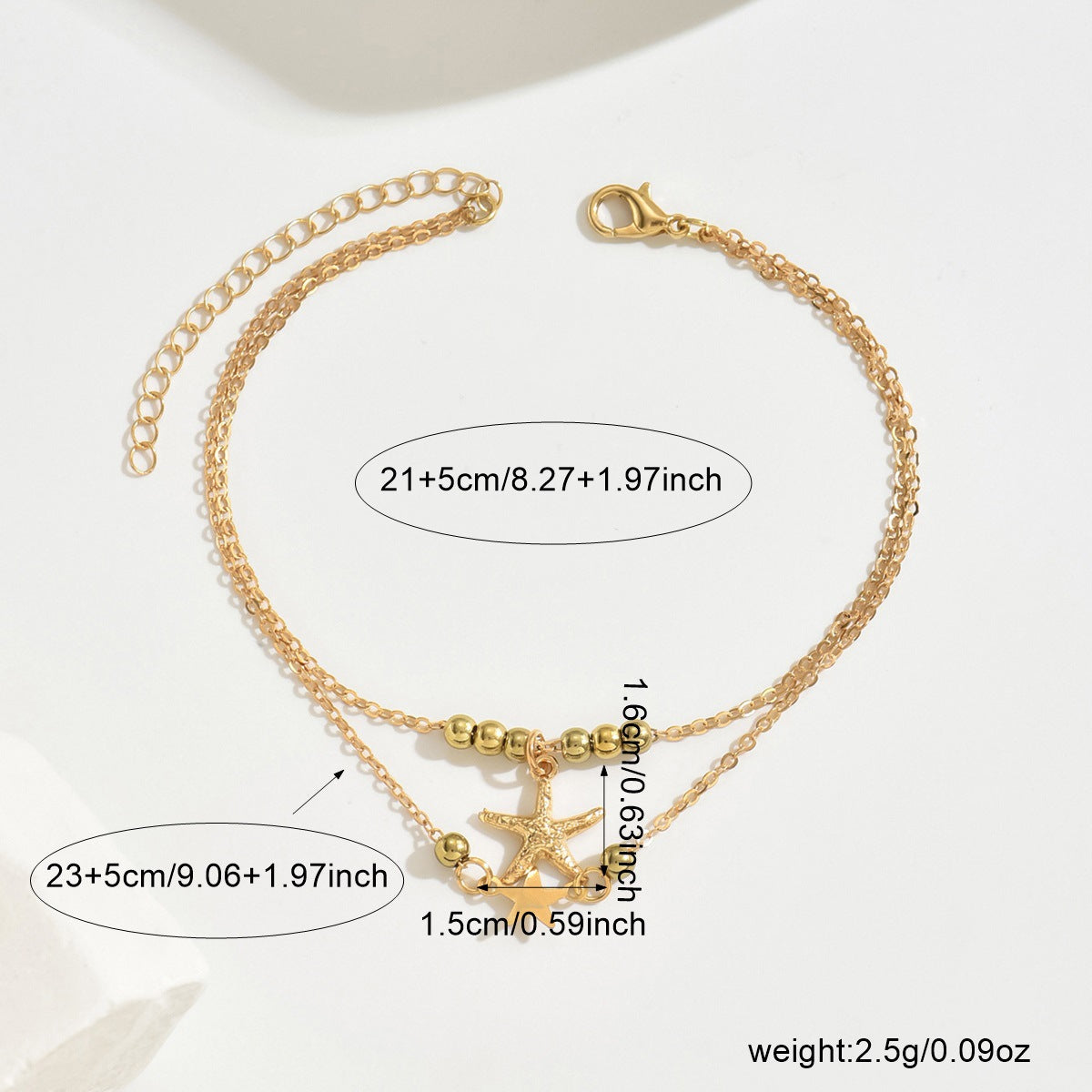 Starfish gold-plated anklet