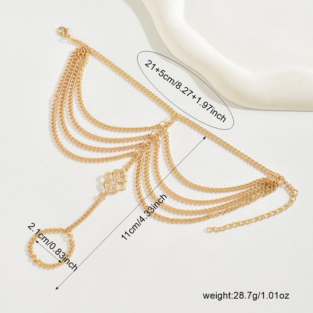 Gold multi-layer adjustable anklet