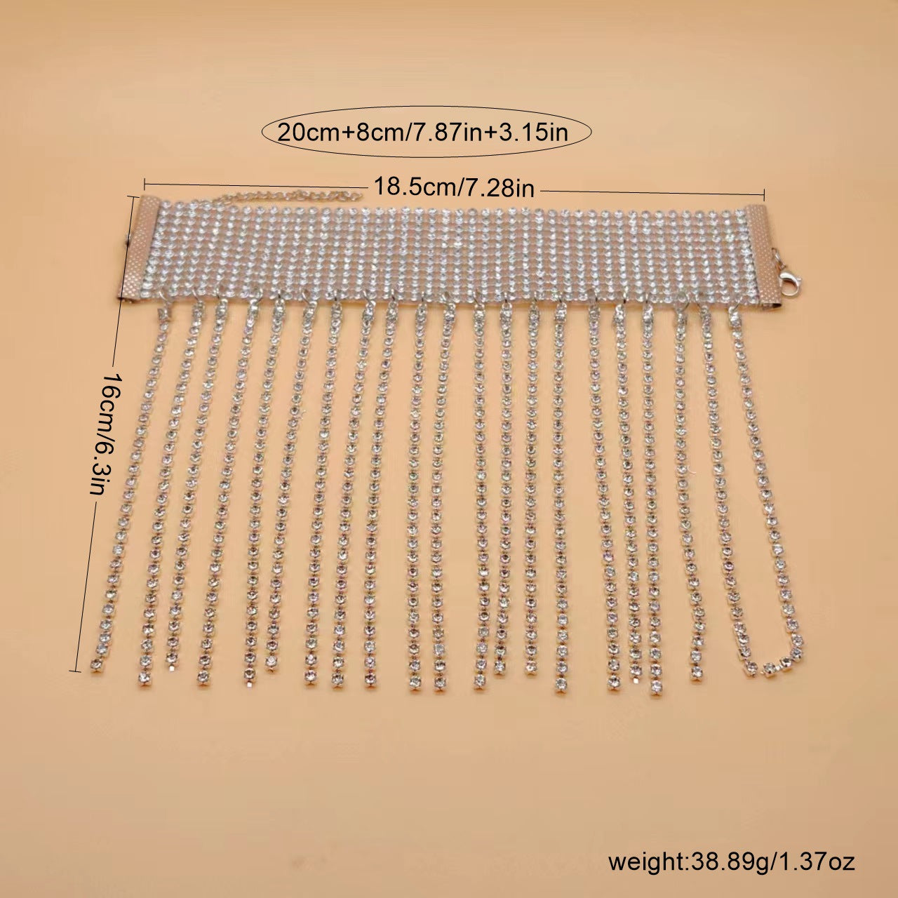 Fully rhinestone tassel anklet