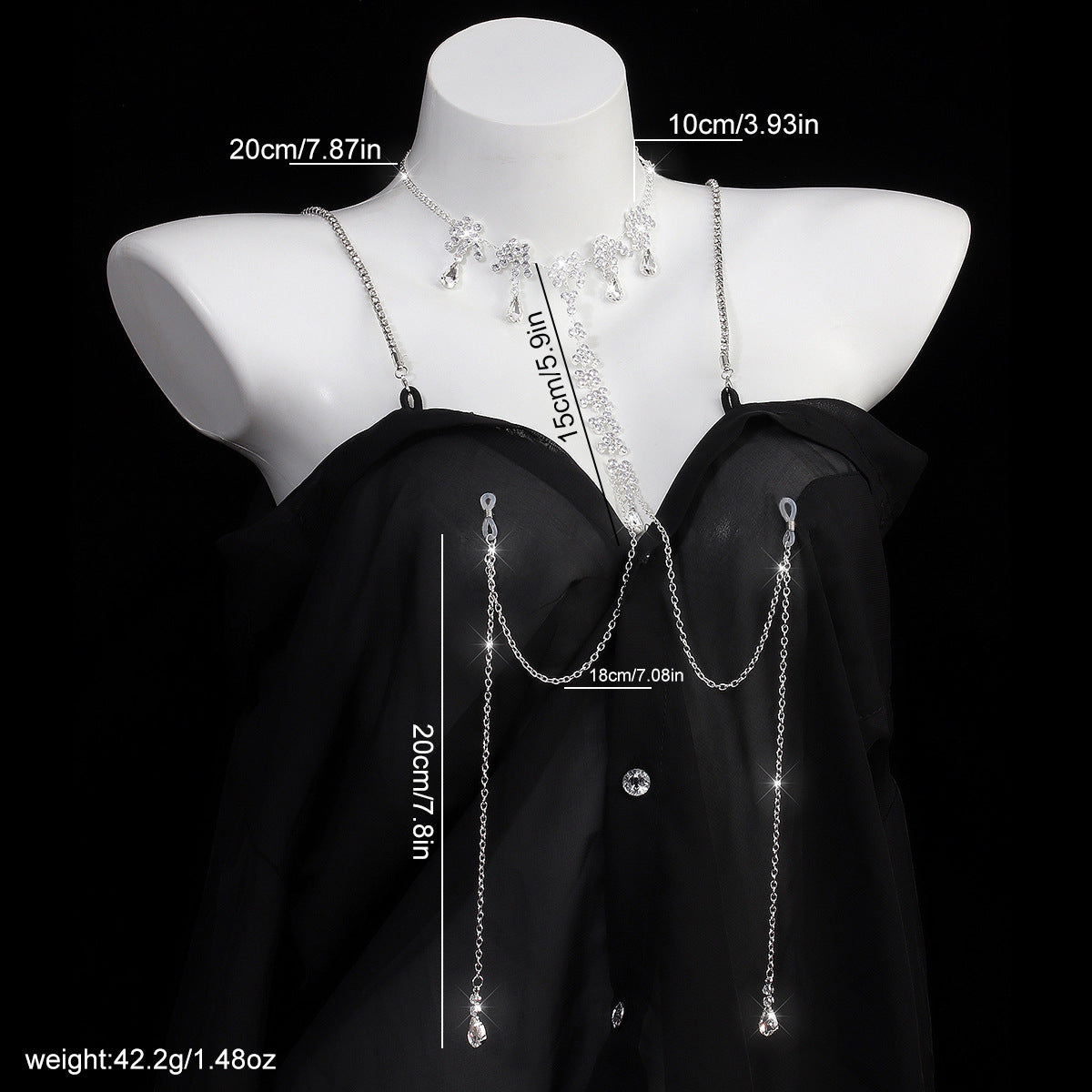 Silver Blossom Drop Torso Chain