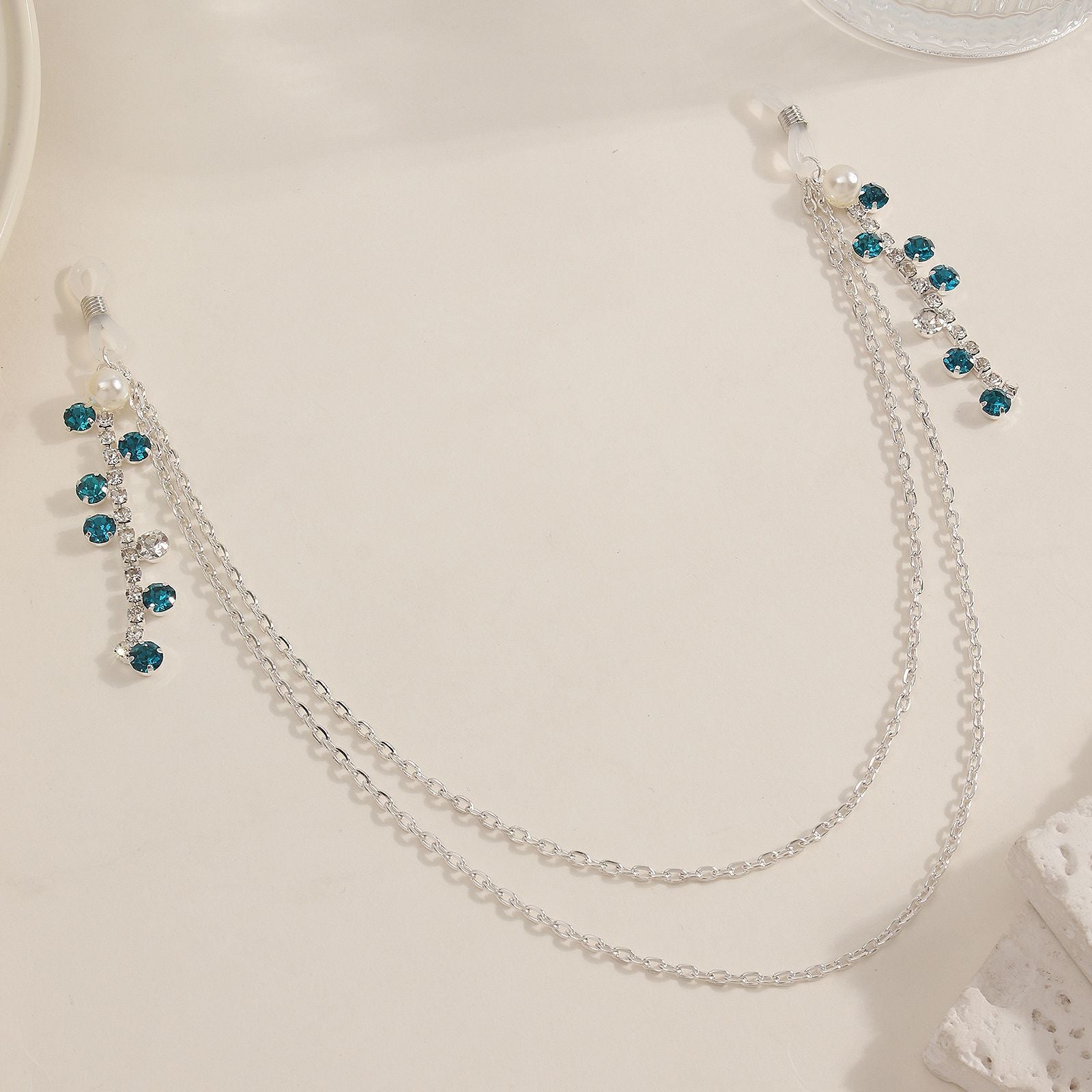 Teal Crystal Tiered Torso Chain