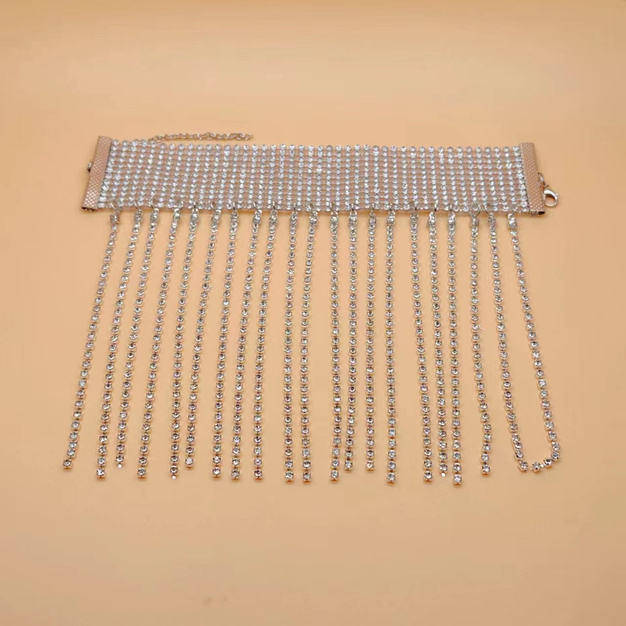Fully rhinestone tassel anklet