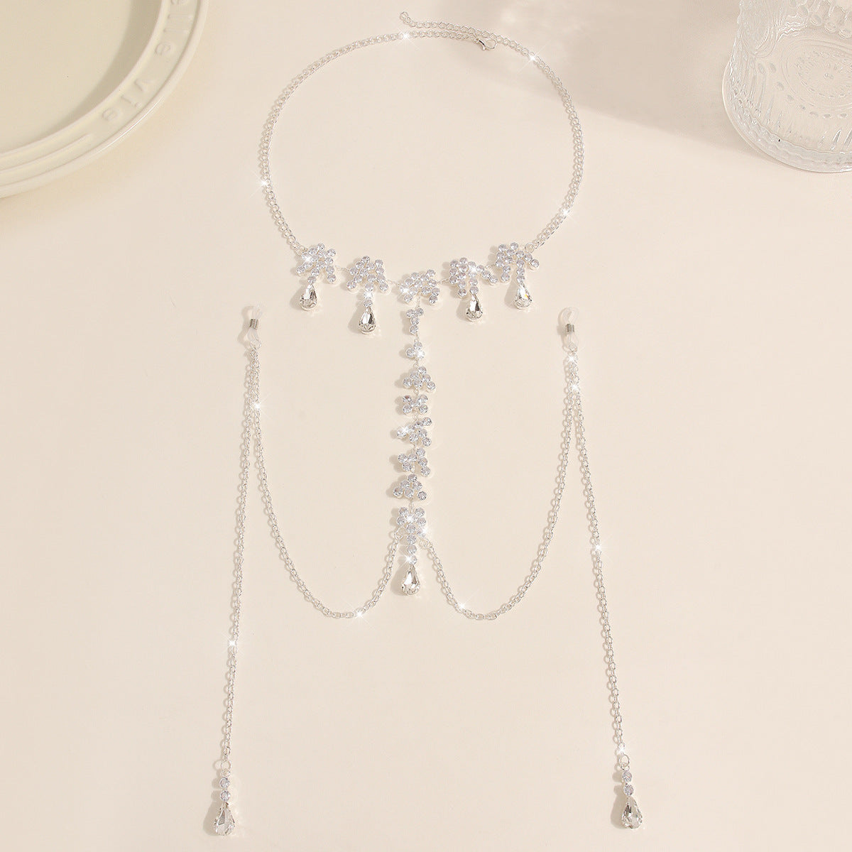 Silver Blossom Drop Torso Chain