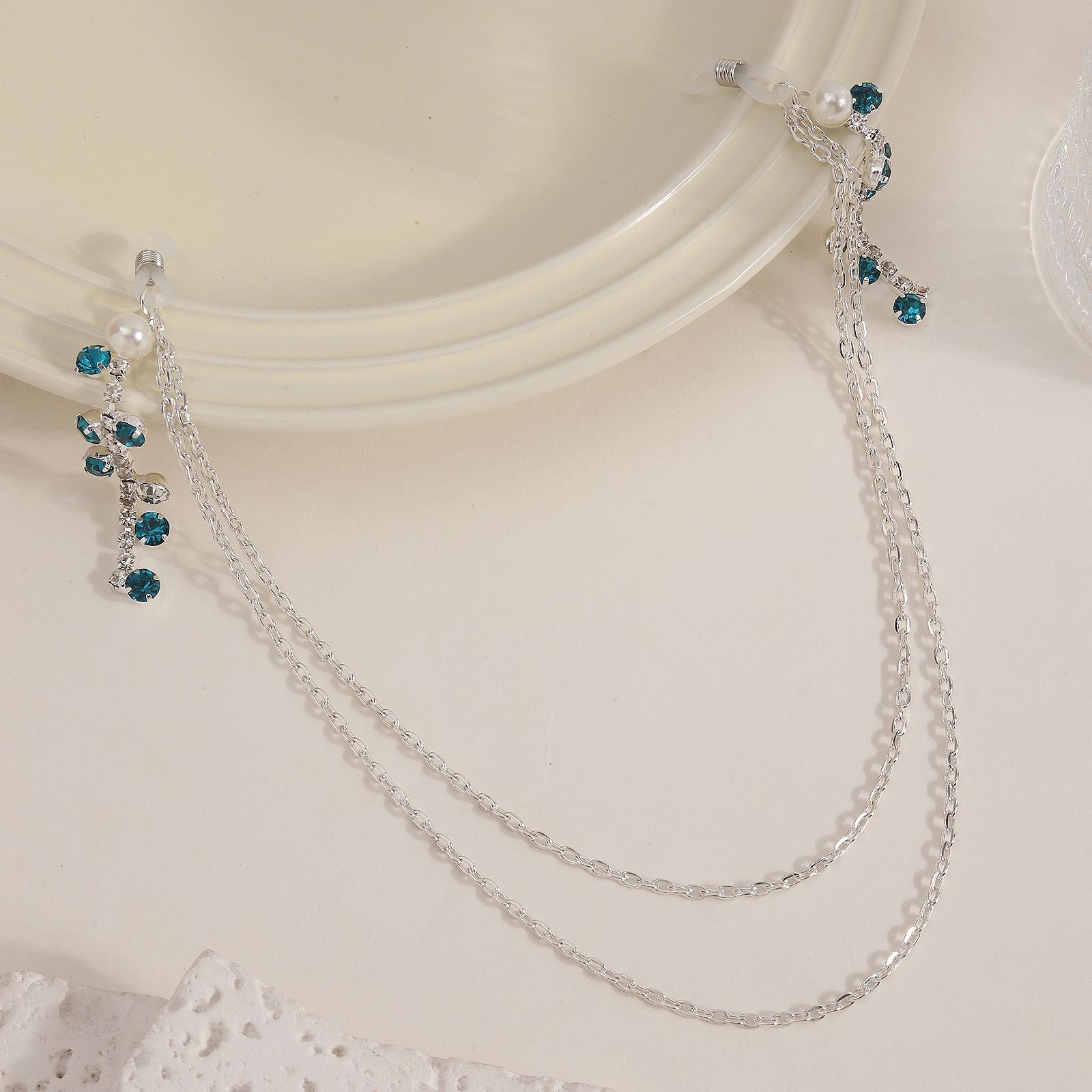 Teal Crystal Tiered Torso Chain