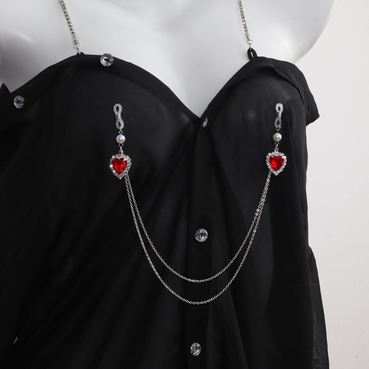 Crimson Heart Crystal Torso Chain