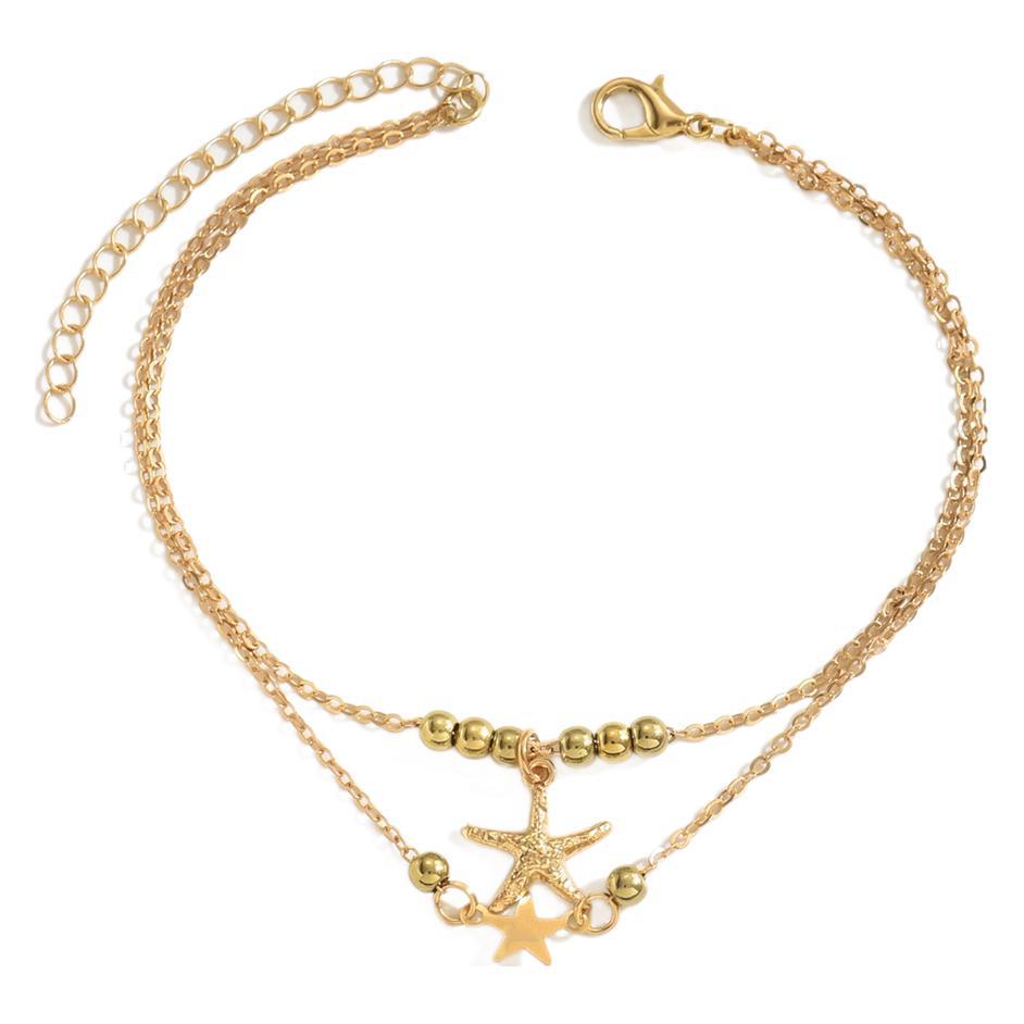 Starfish gold-plated anklet