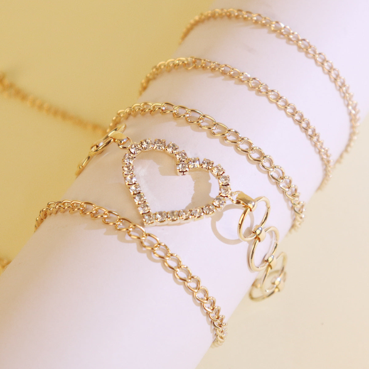 Heart-shaped crystal waist chain