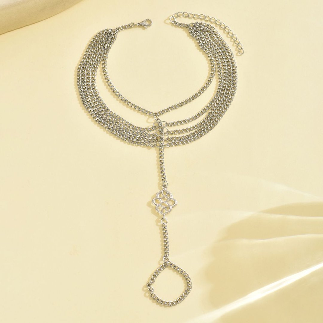 Gold multi-layer adjustable anklet
