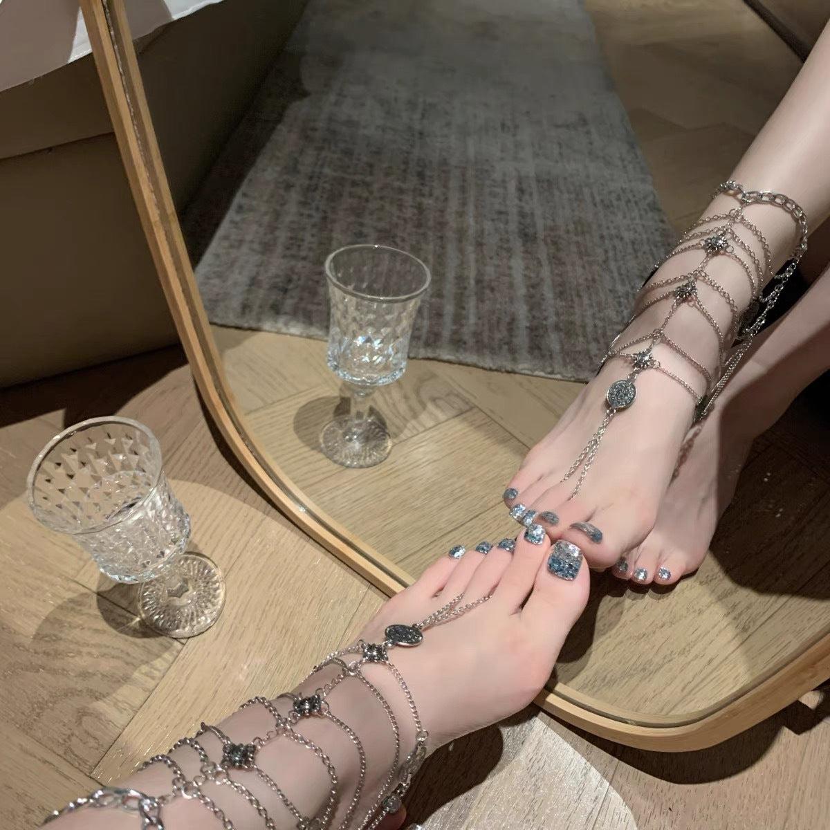 Multi-layer chain tassel anklet