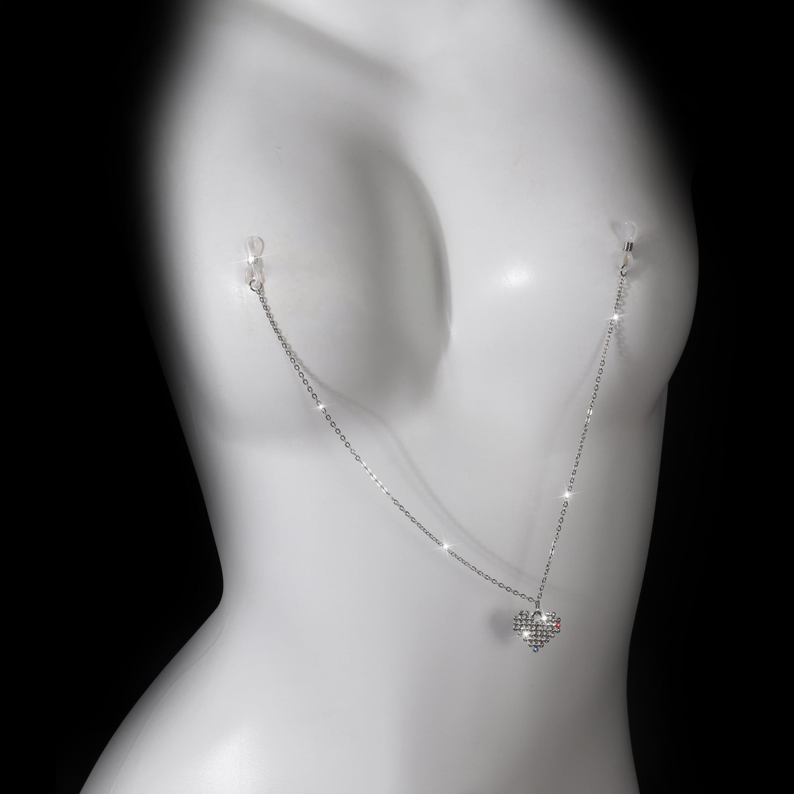 Pavé Heart Silver Torso Chain