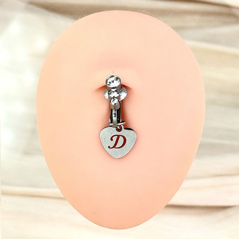 Customizable Initial Heart Faux Navel Ring