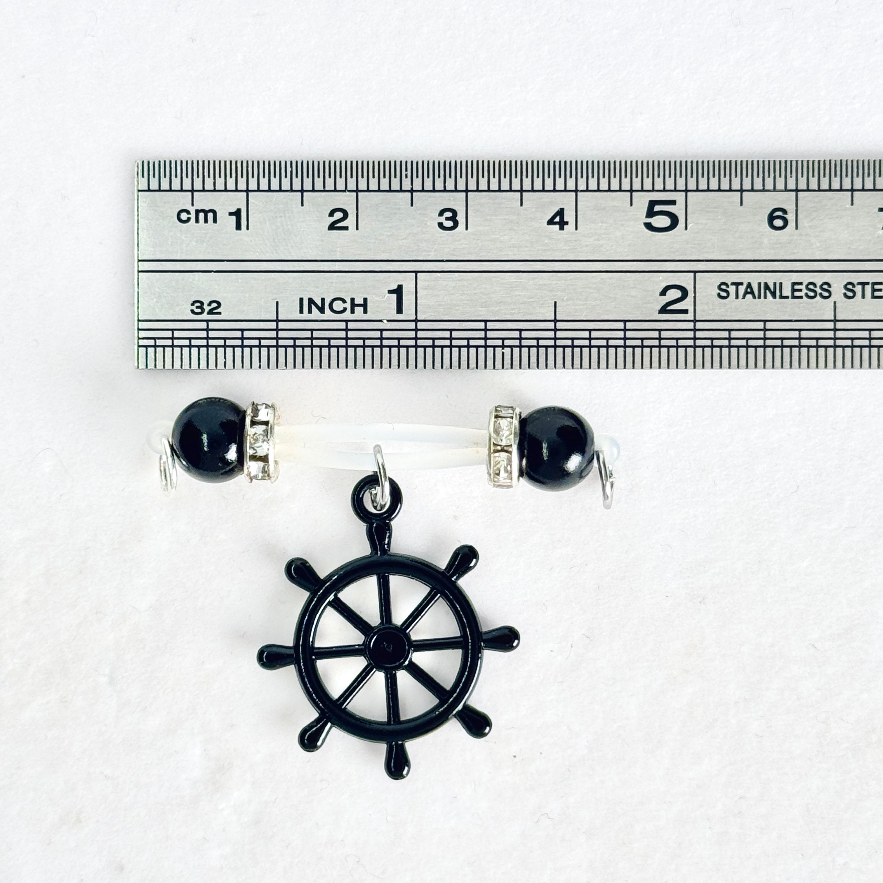 Black Anchor Wheel Halloween Nipple Ring