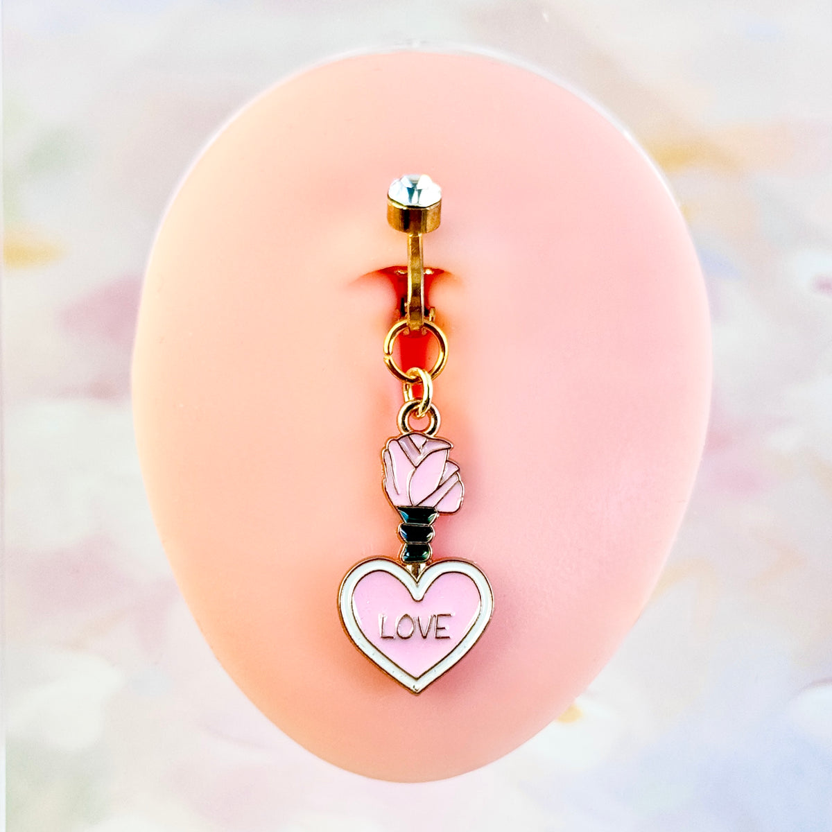 Rose Love Charm Faux Navel Ring