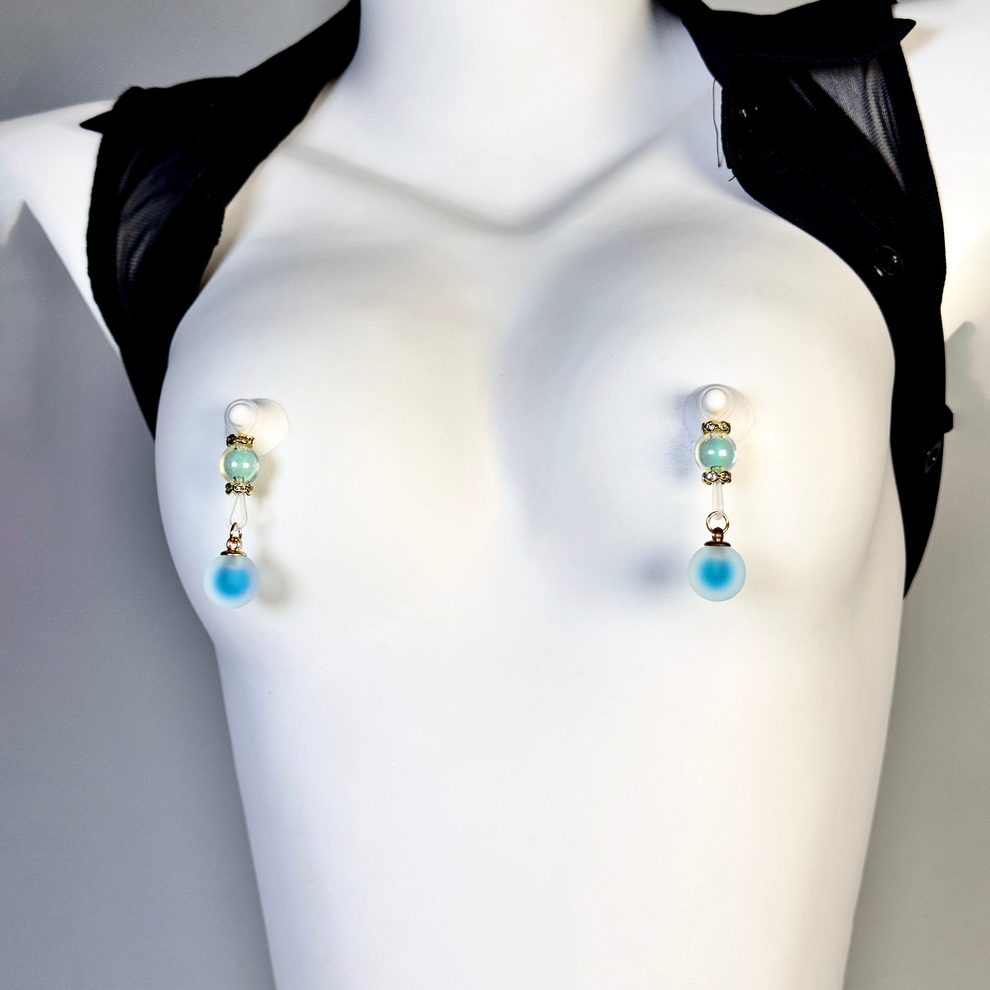 Ocean Glow Crystal Nipple Clamps