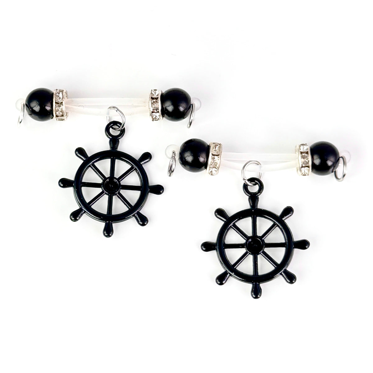 Black Anchor Wheel Halloween Nipple Ring