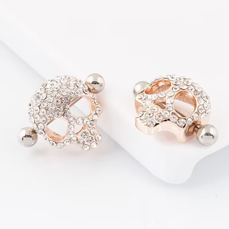 Skull and Zircon Nipple Ring