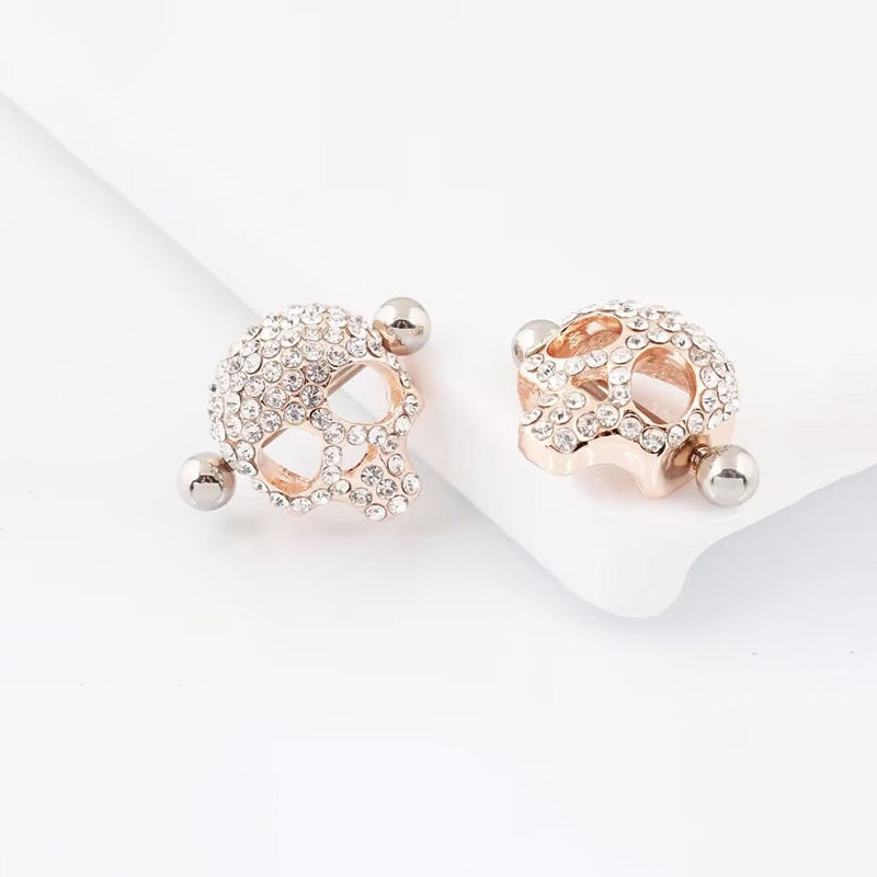 Skull and Zircon Nipple Ring