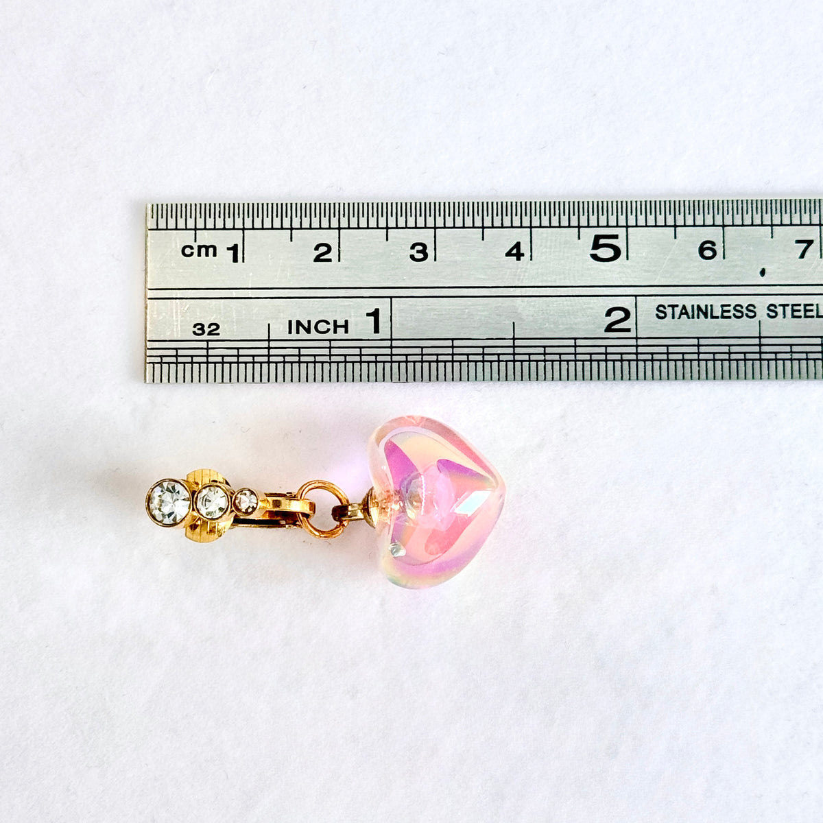 Crystal Heart Glow Faux Navel Ring