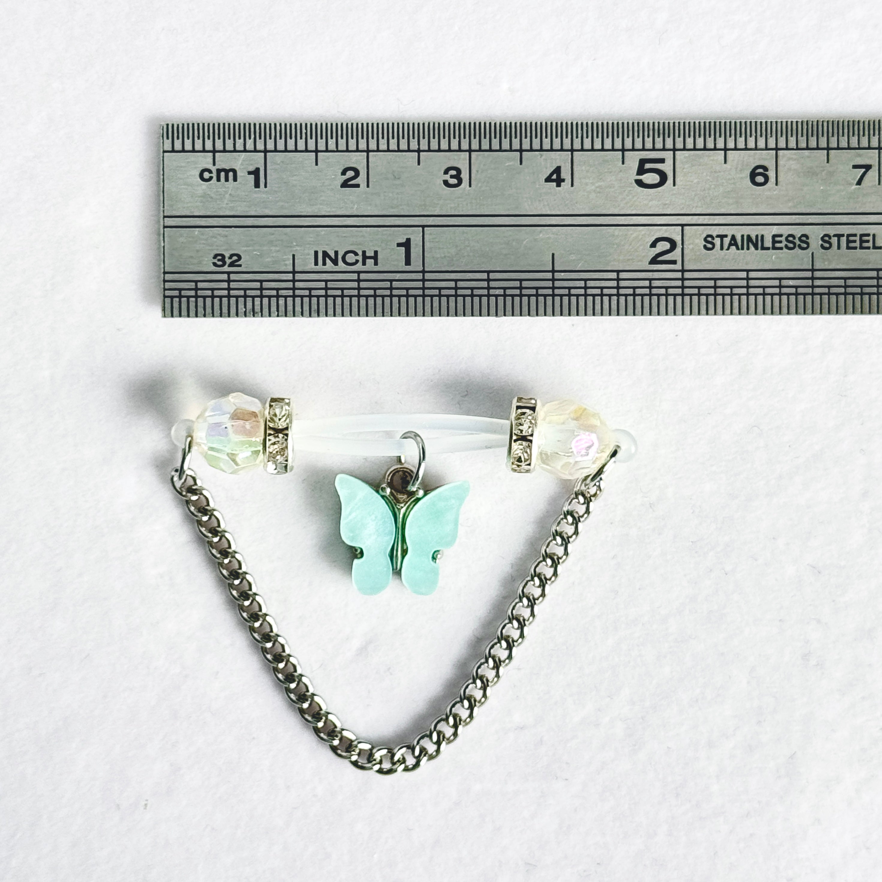 Blue Butterfly Crystal Nipple Clamps