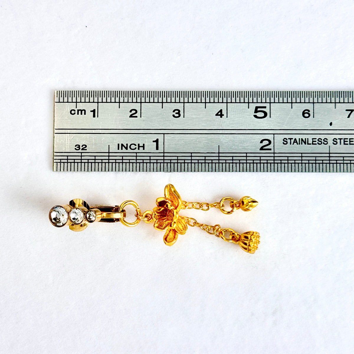Golden Lotus Charm Simulated Navel Ring