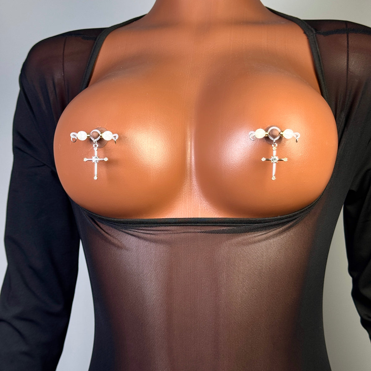 Silver Cross Dangle Nipple Clamps