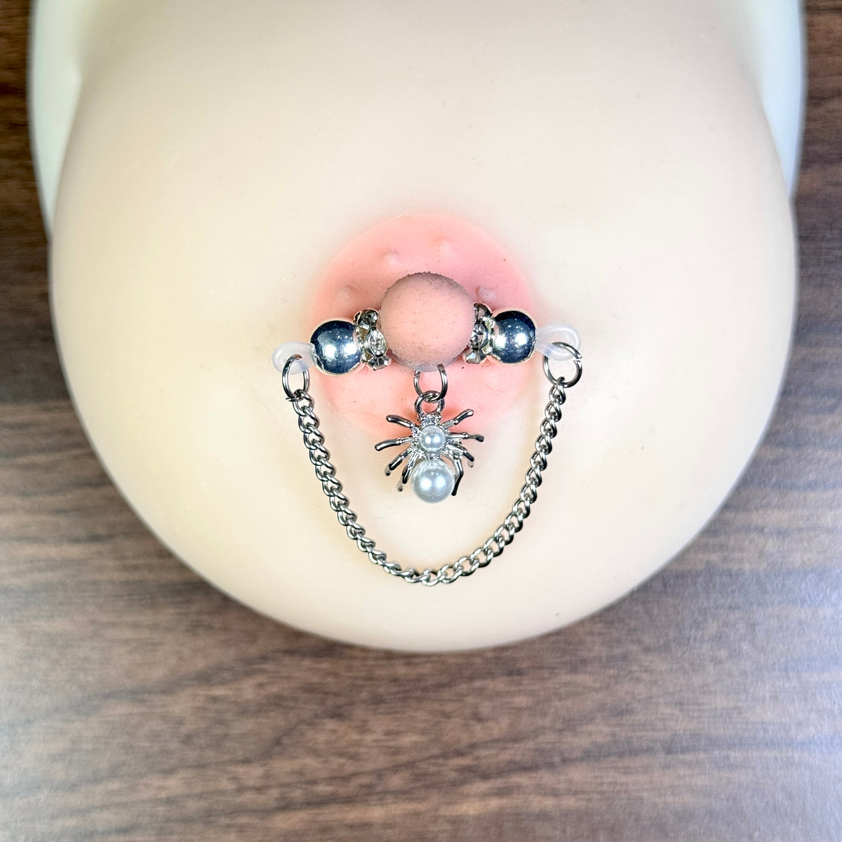 Silver Pearl Spider Gothic Nipple Jewelry