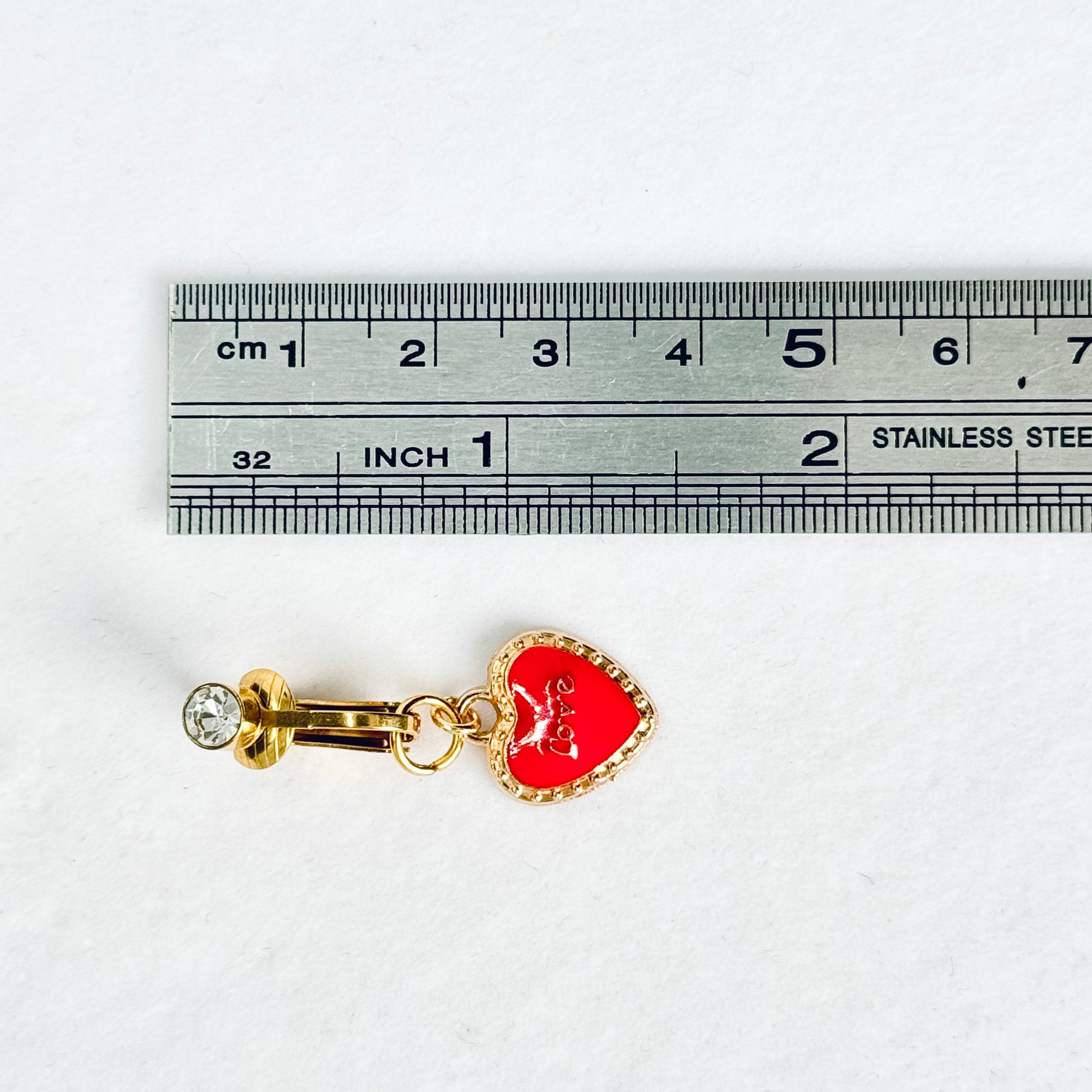 Red Love Heart Faux Belly Button Ring