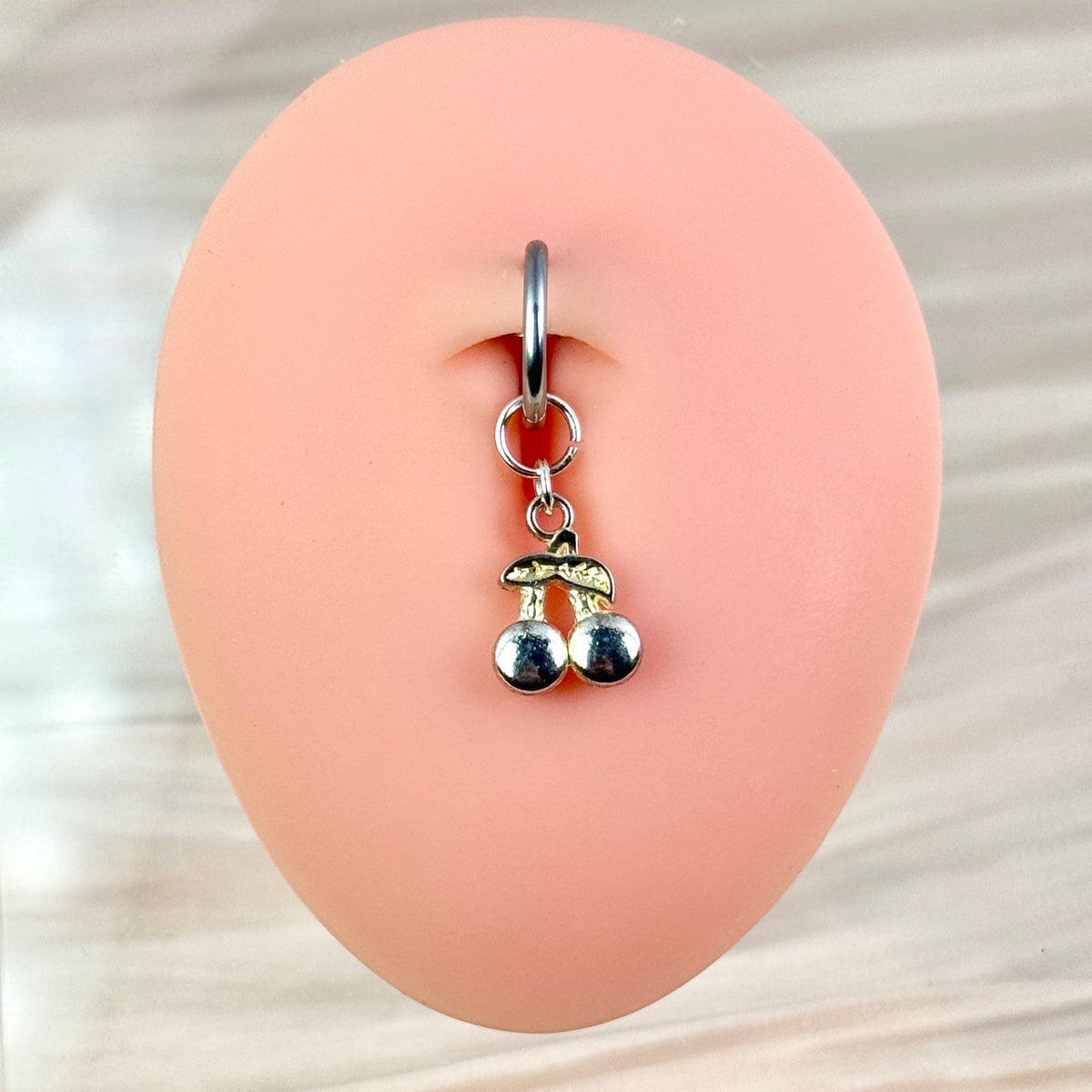 Cherry Charm Faux Belly Button Ring