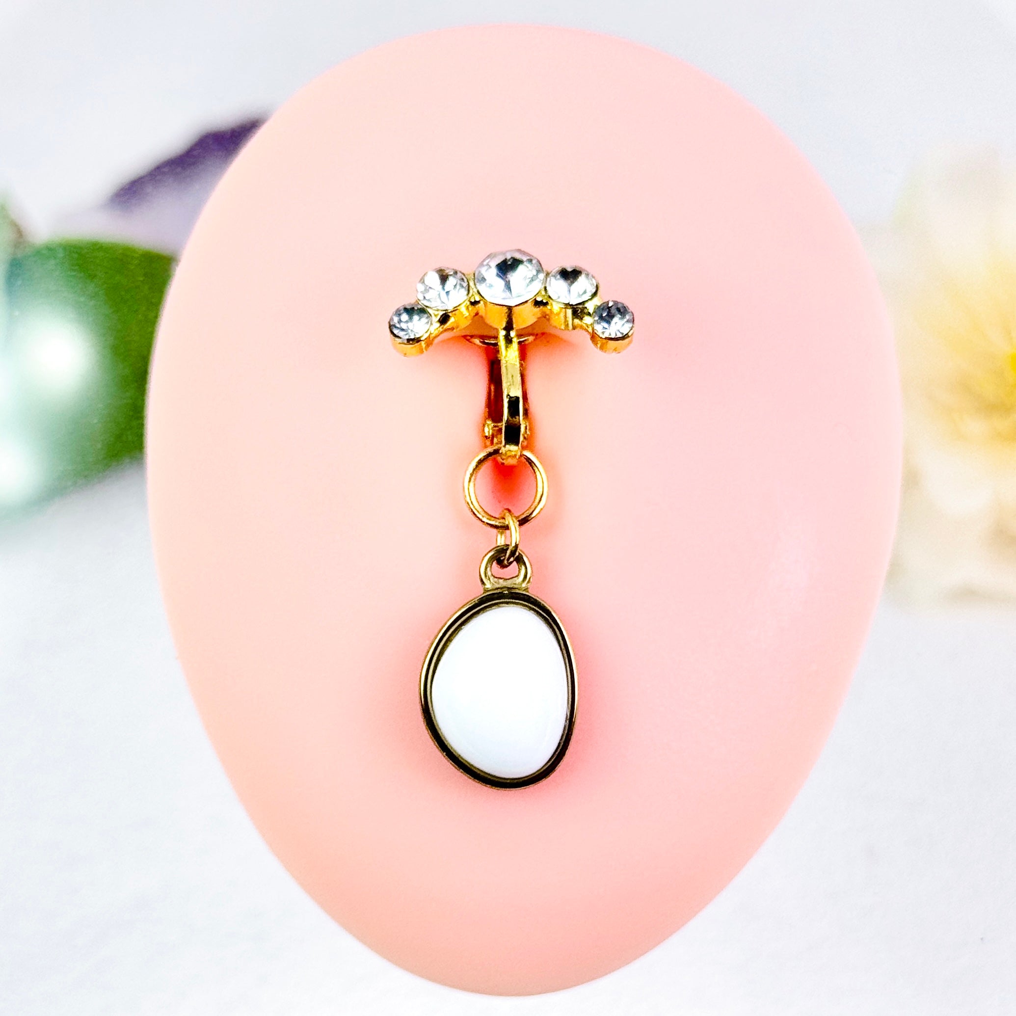 Pearl Drop Faux Belly Button Ring