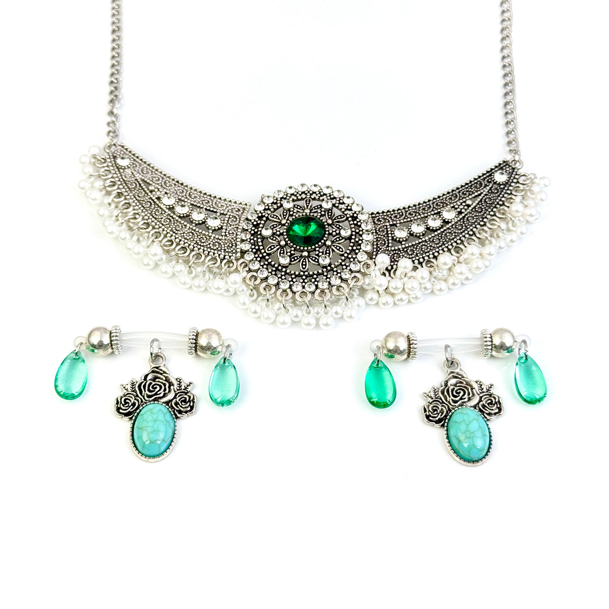 Green Crystal Dangle Nipple Clamps